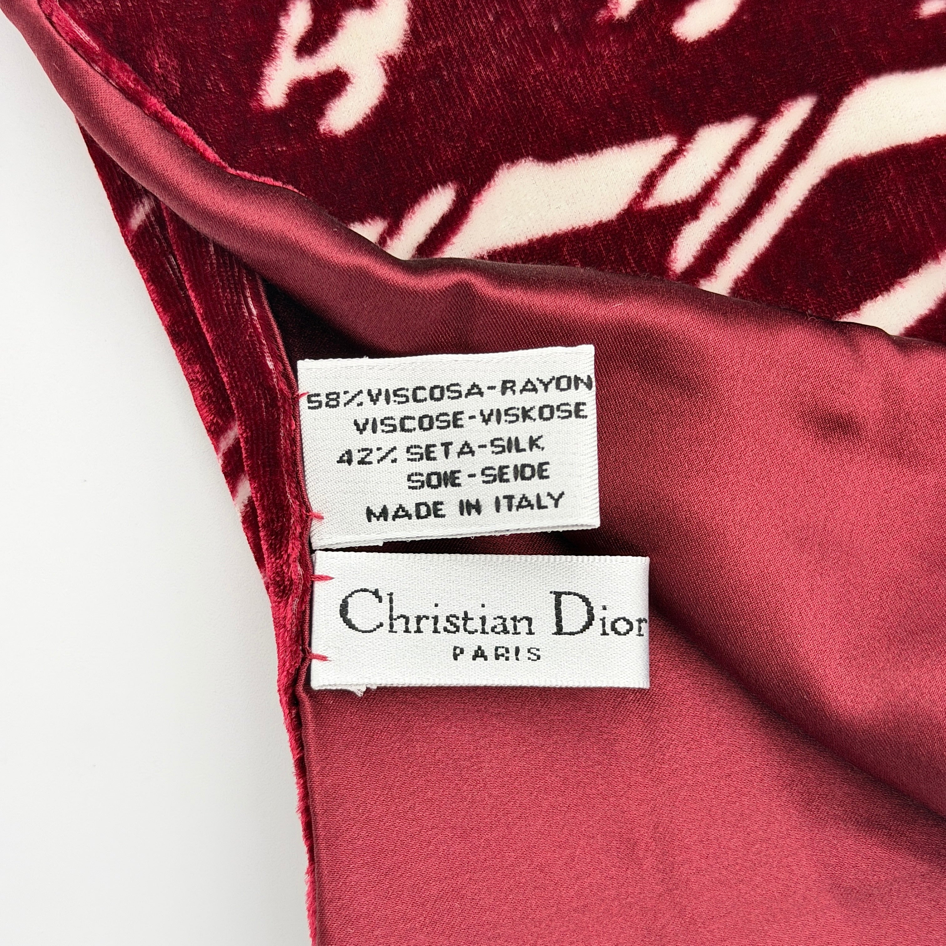 Dior Logo Velour Stole Scarf Red/White