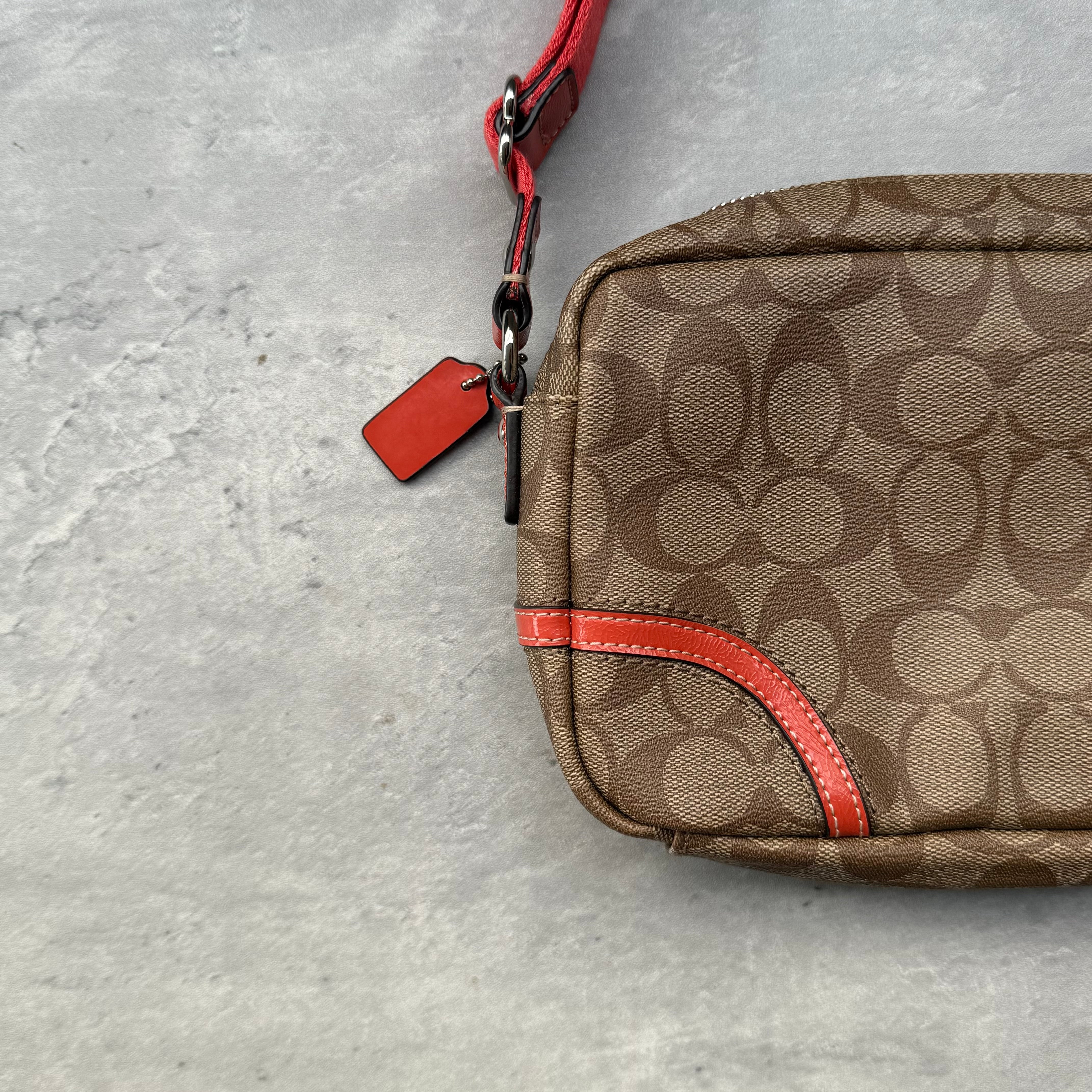 Coach Signature Crossbody Messenger Bag Beige/Orange