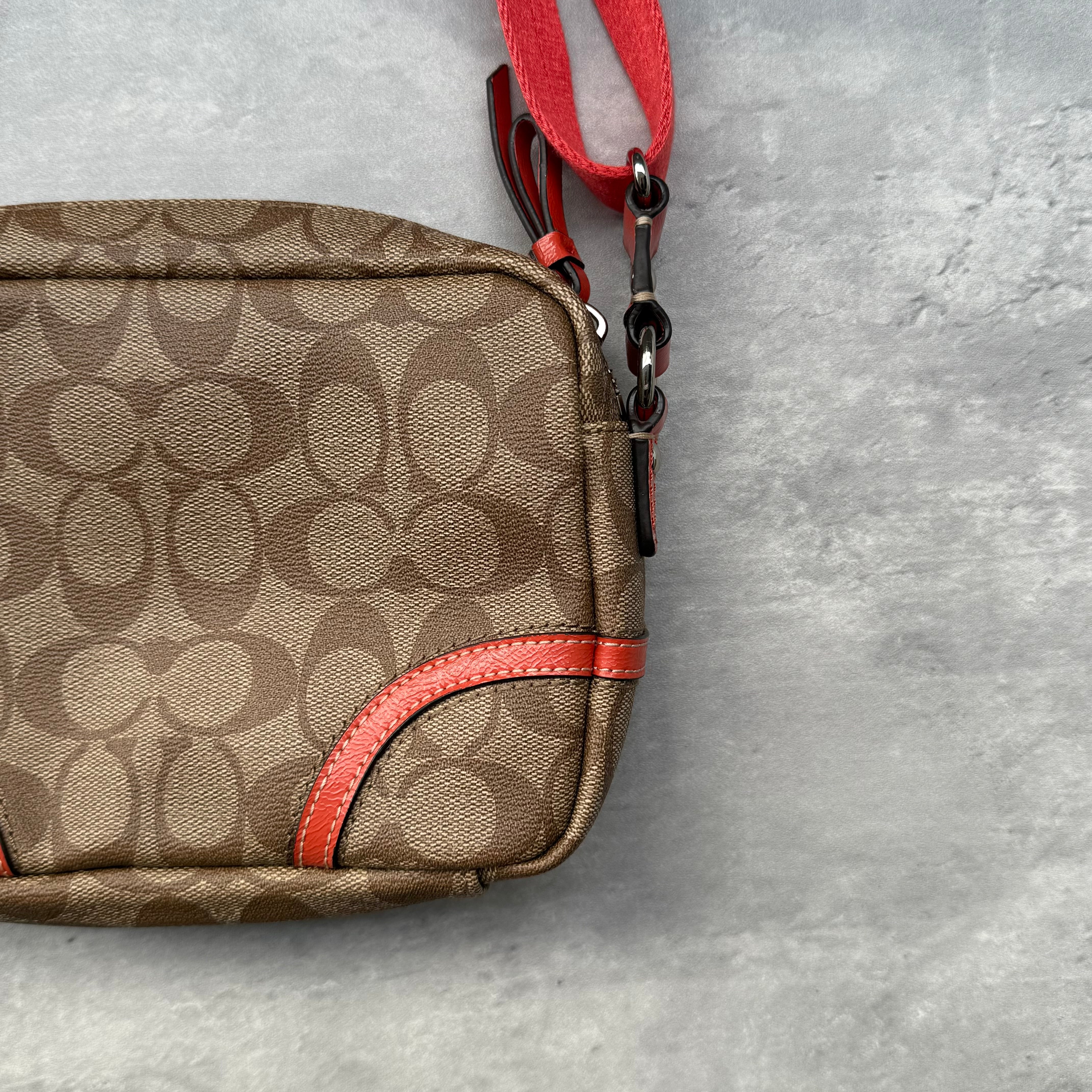 Coach Signature Crossbody Messenger Bag Beige/Orange