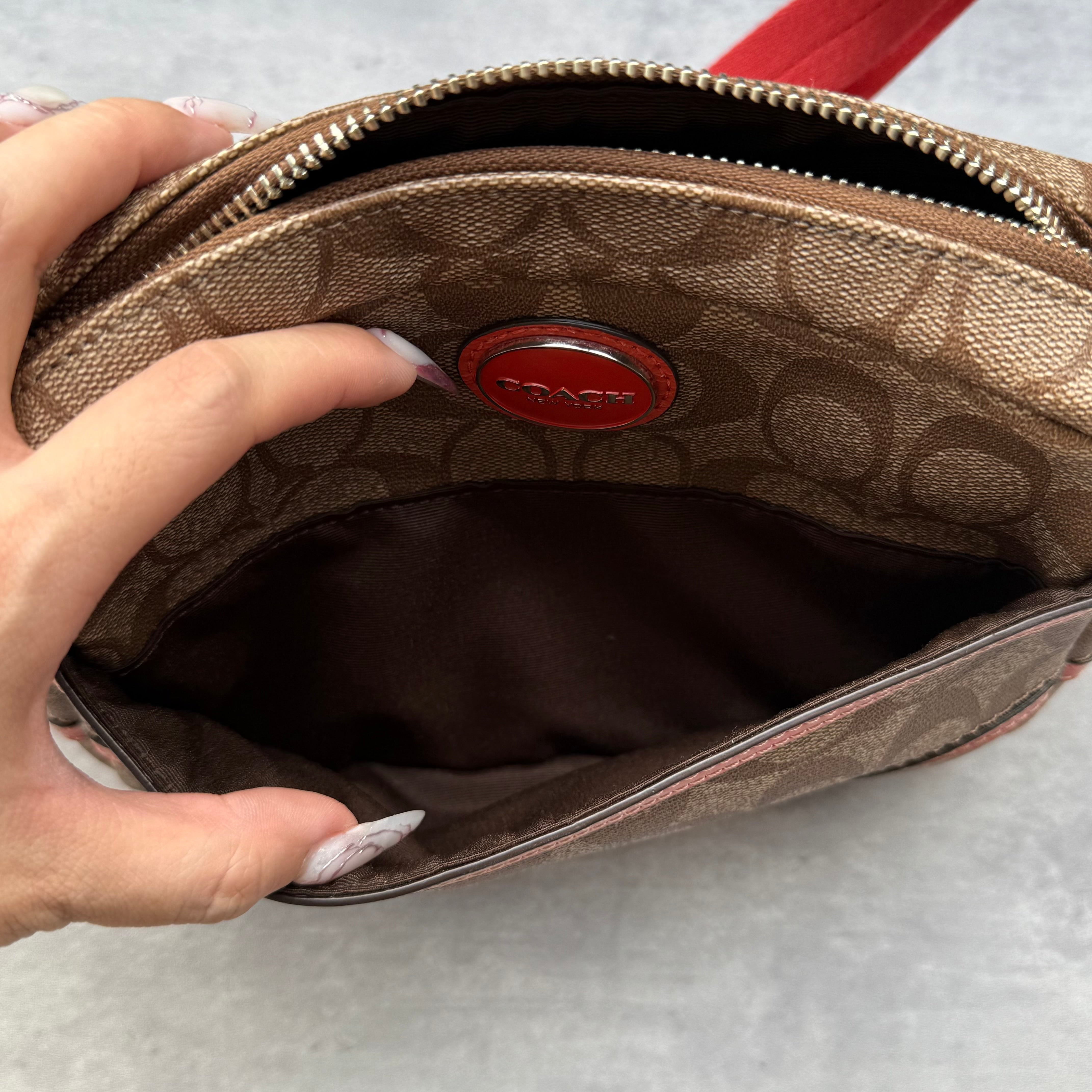 Coach Signature Crossbody Messenger Bag Beige/Orange