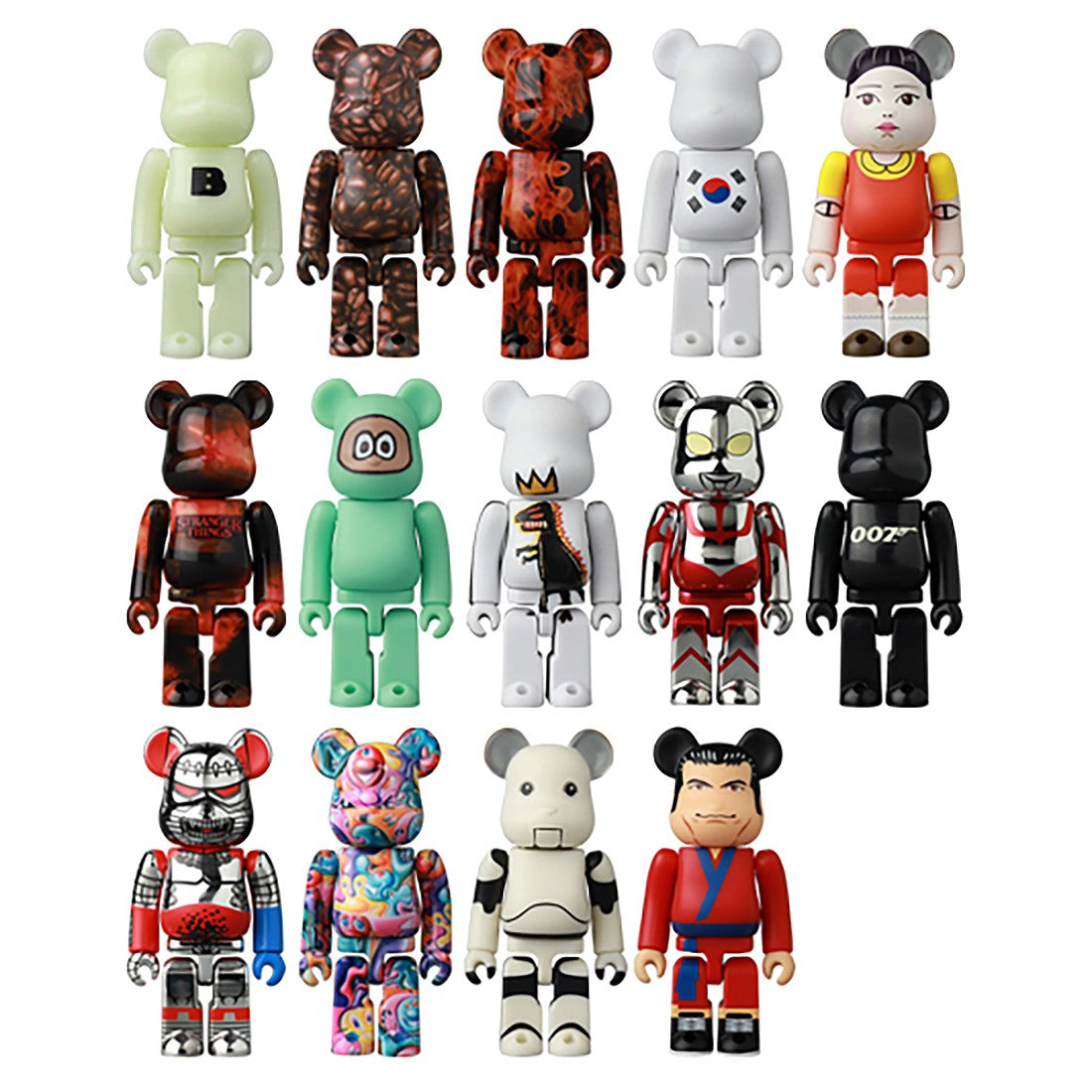 MEDICOM BE@RBRICK Series 44 100% Blind Box, featuring one random collectible character including Squid Game, Stranger Things, and Ultraman designs.