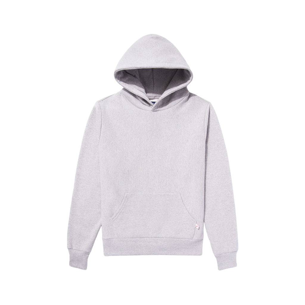 NOAH Winged Foot Hoodie Grey, heavyweight cotton fleece hoodie with kangaroo pocket and minimalist design