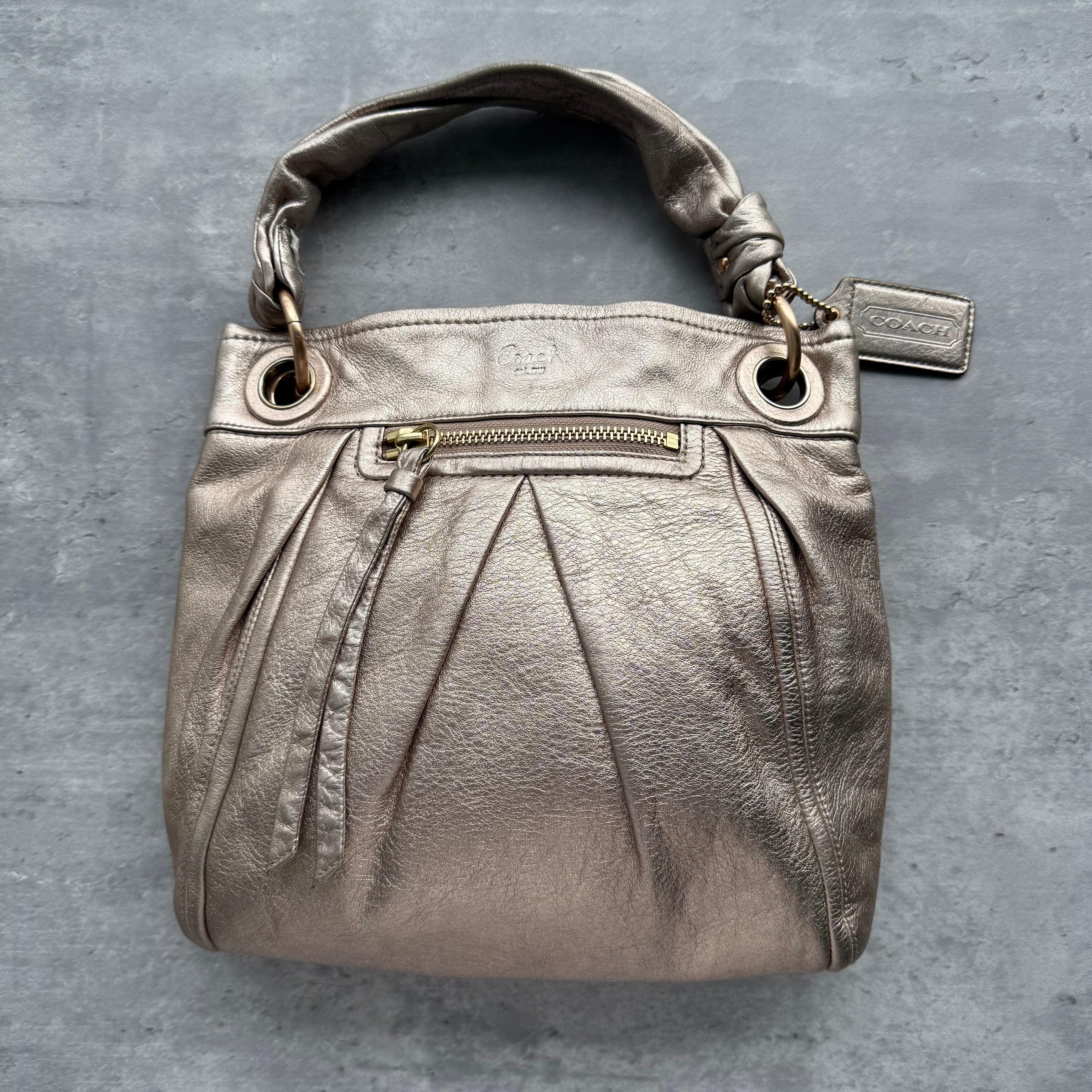 Coach 2Way Leather Parker Hobo ShoulderBag Metallic Rose Gold