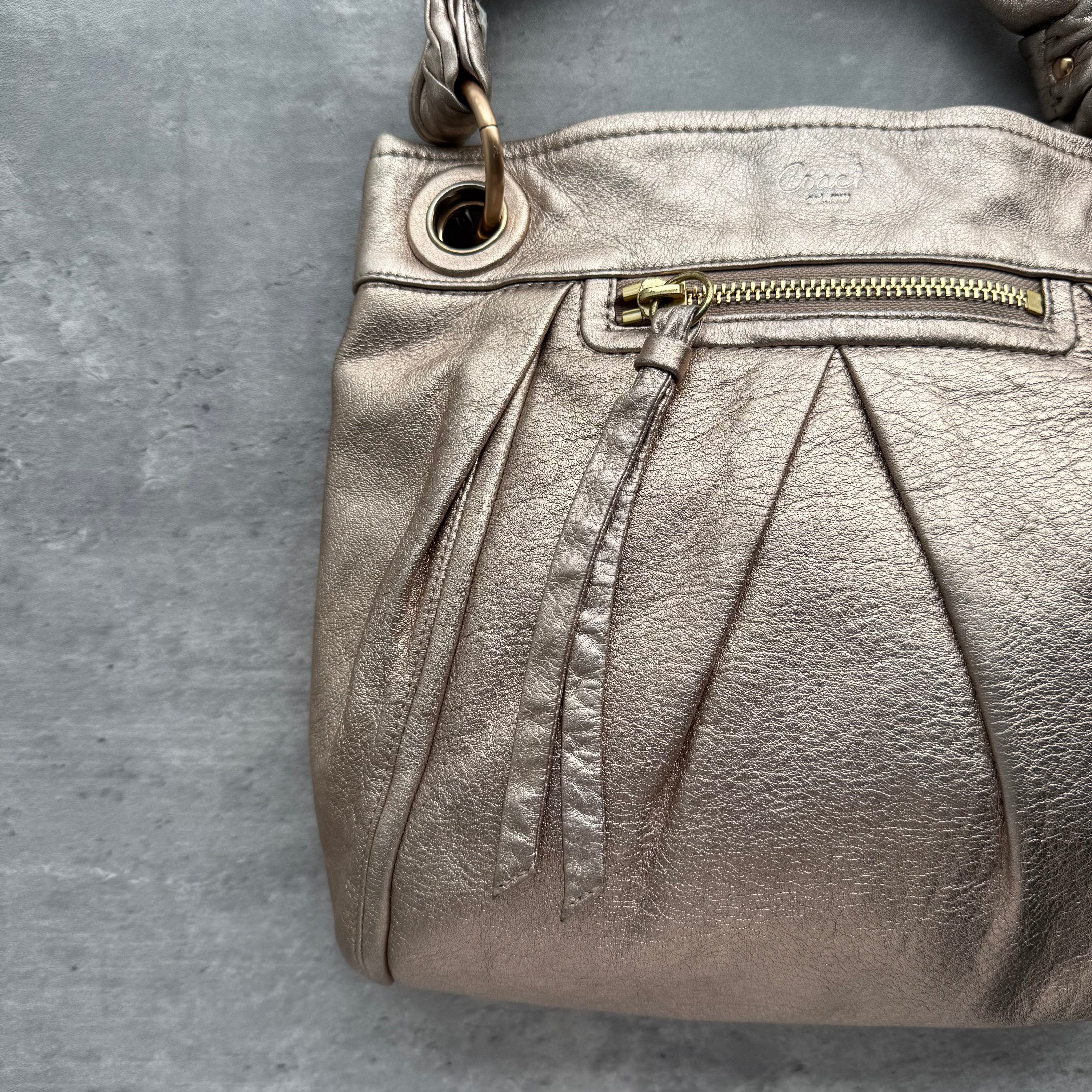 Coach 2Way Leather Parker Hobo ShoulderBag Metallic Rose Gold