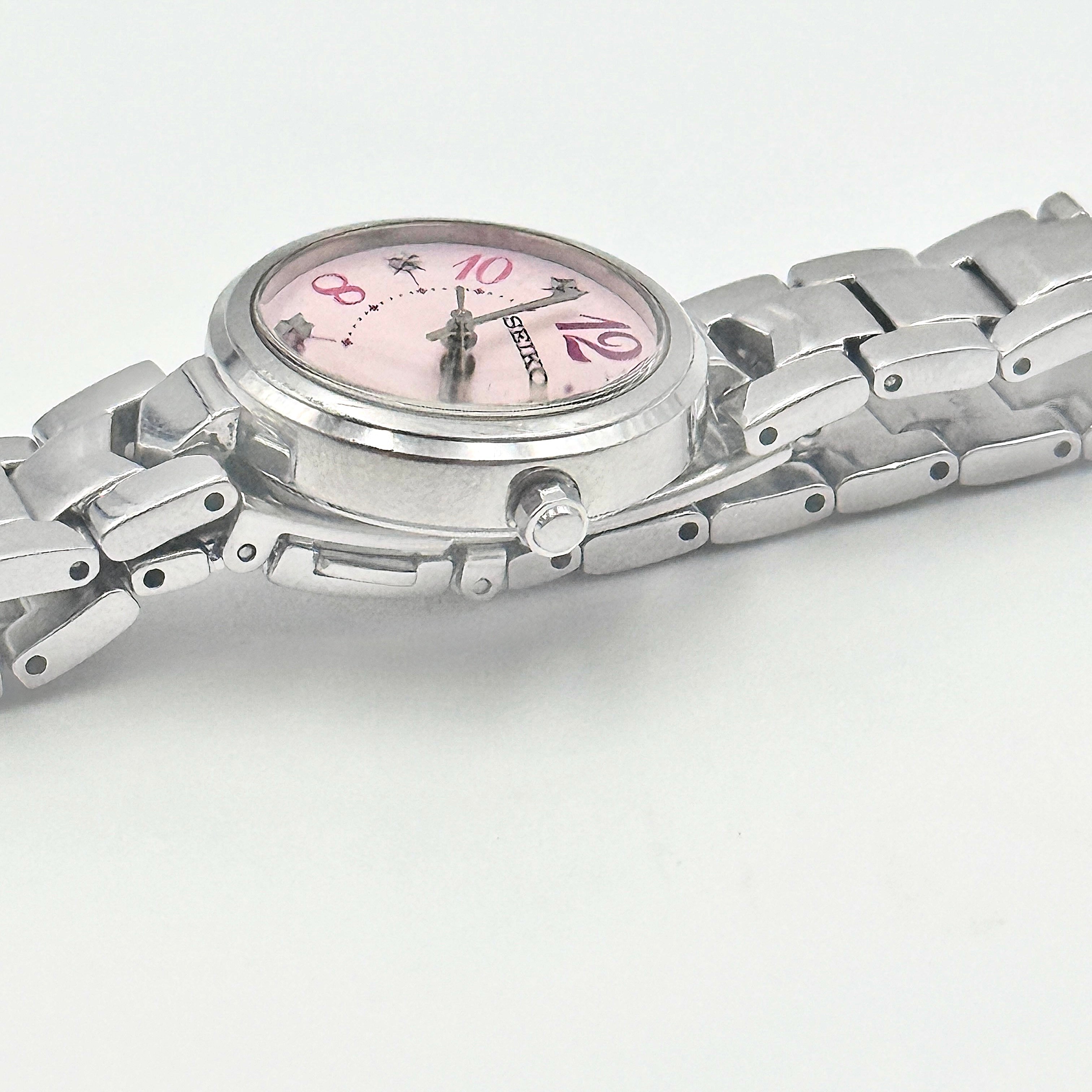 Seiko Pink Dial 7N82-0GY0 Stainless Steel Watch