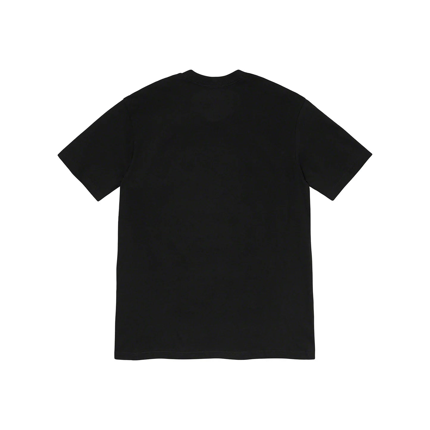 Supreme Script Tee Black FW24, featuring white script logo print on black cotton with short sleeves and crew neckline.