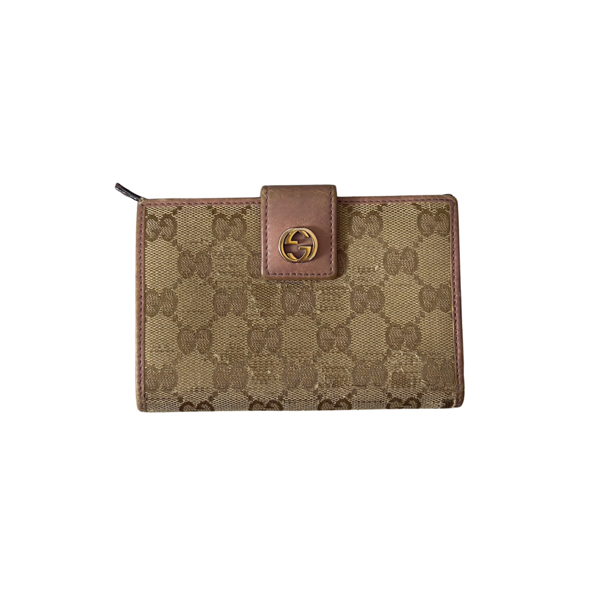 Gucci GG Logo Canvas Bifold Pink/Beige Wallet