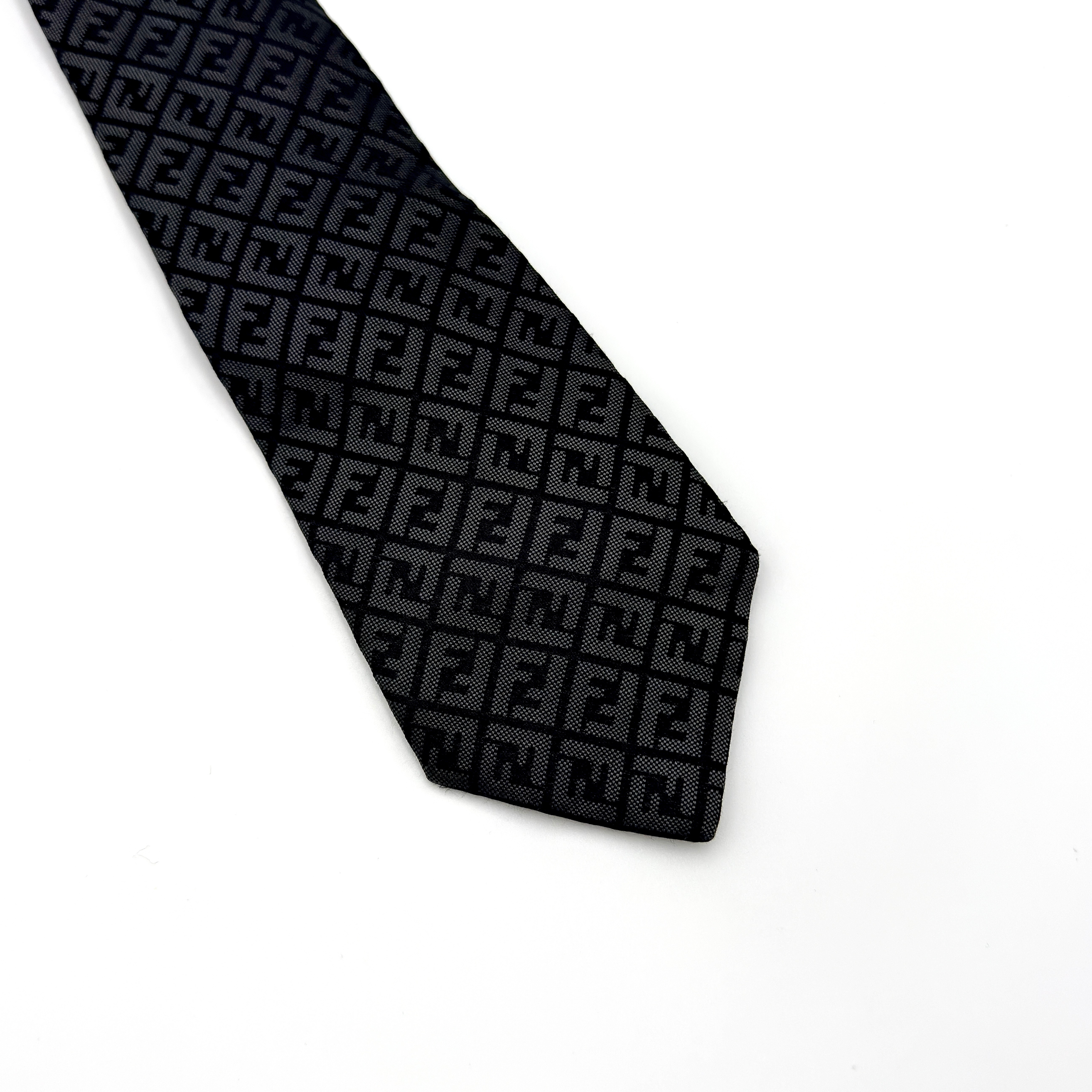 Fendi FF Zucca Silk Tie Black