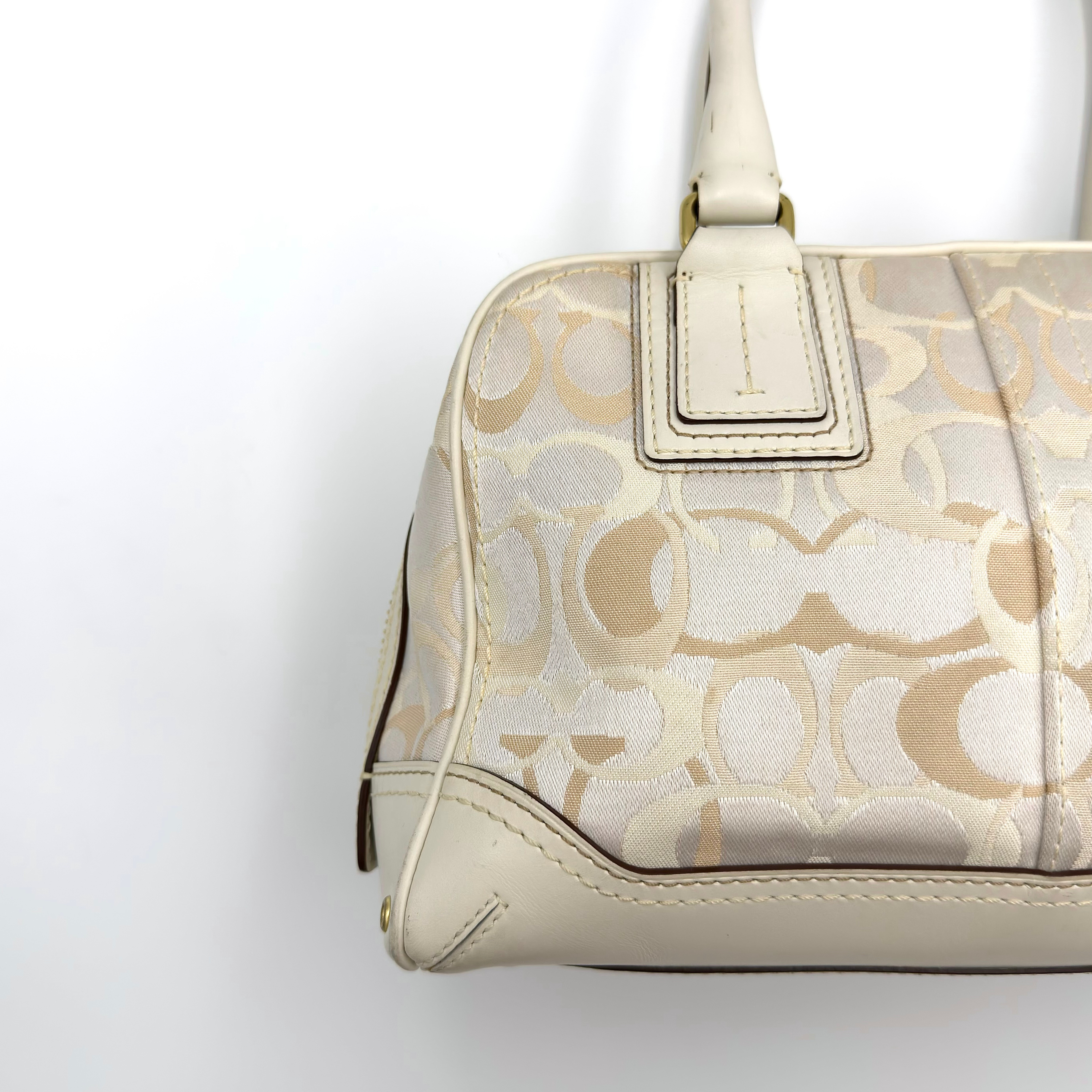 Coach Signature Canvas Satchel Handbag White