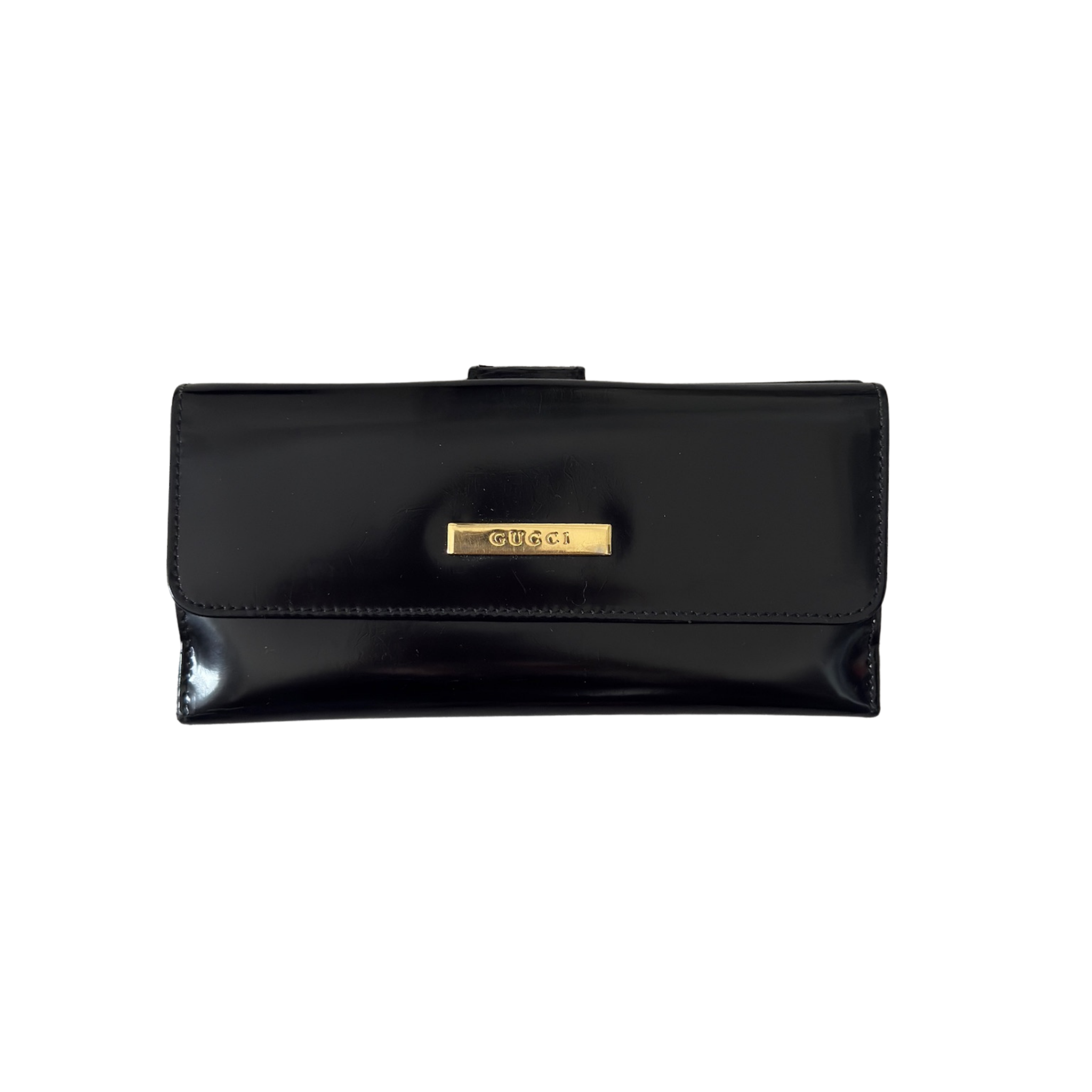Gucci Black Patent Leather Continental Wallet