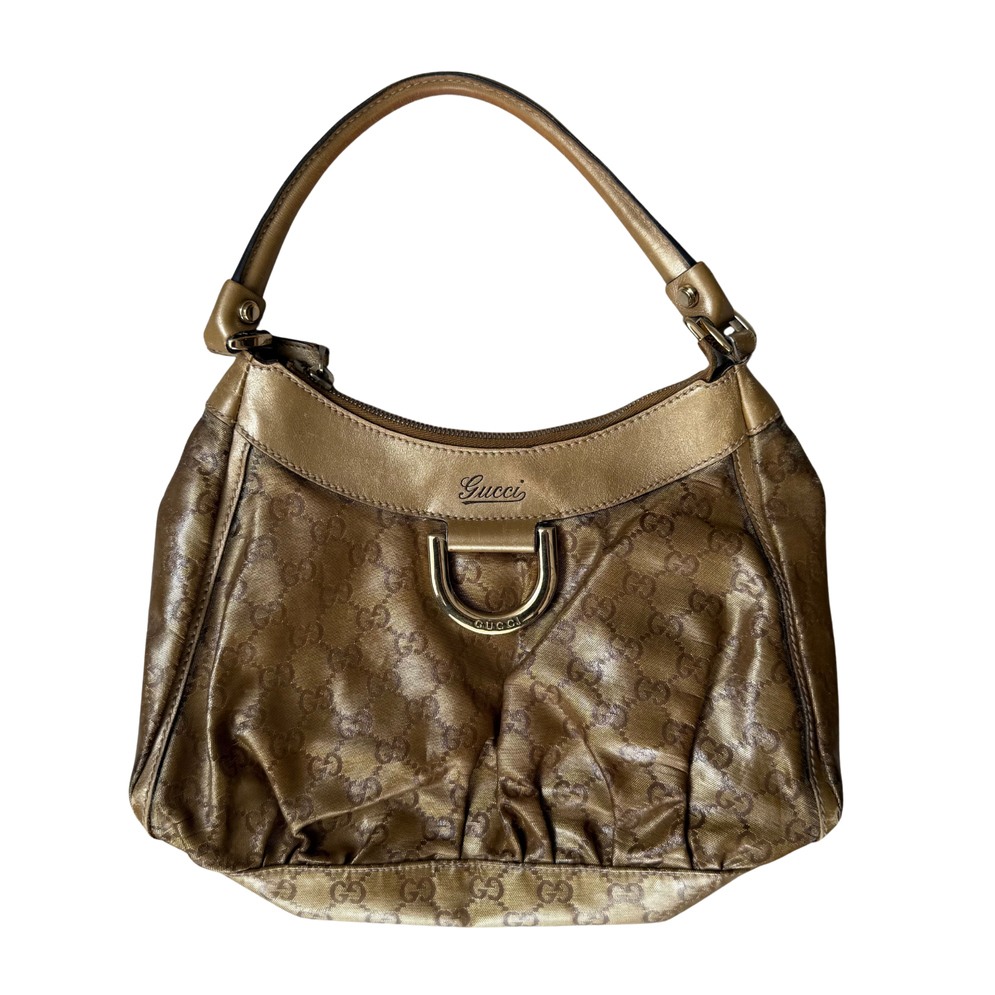 Gucci GG Monogram D-Ring Shoulder Bag Gold