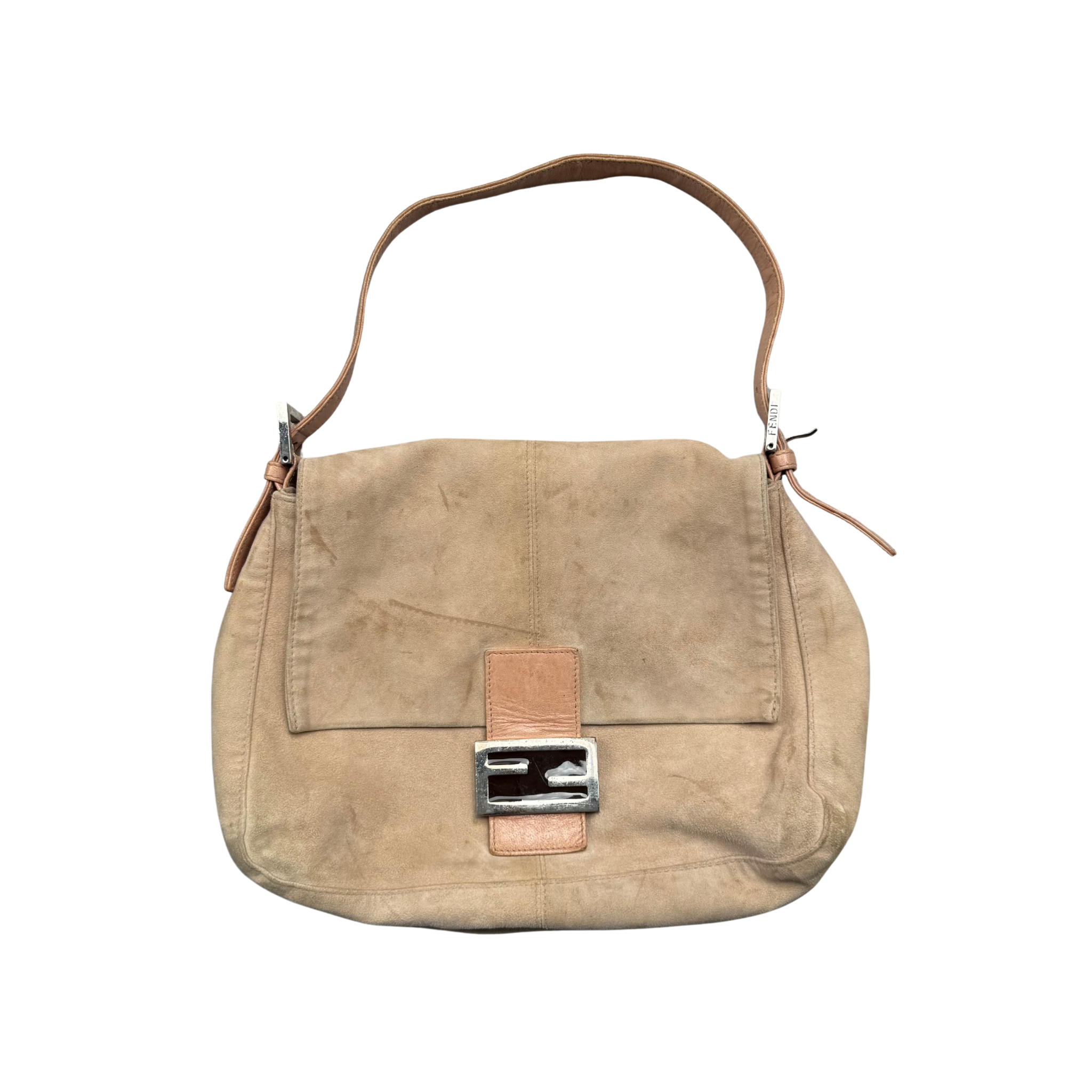 Fendi Mamma Baguette Suede Nude