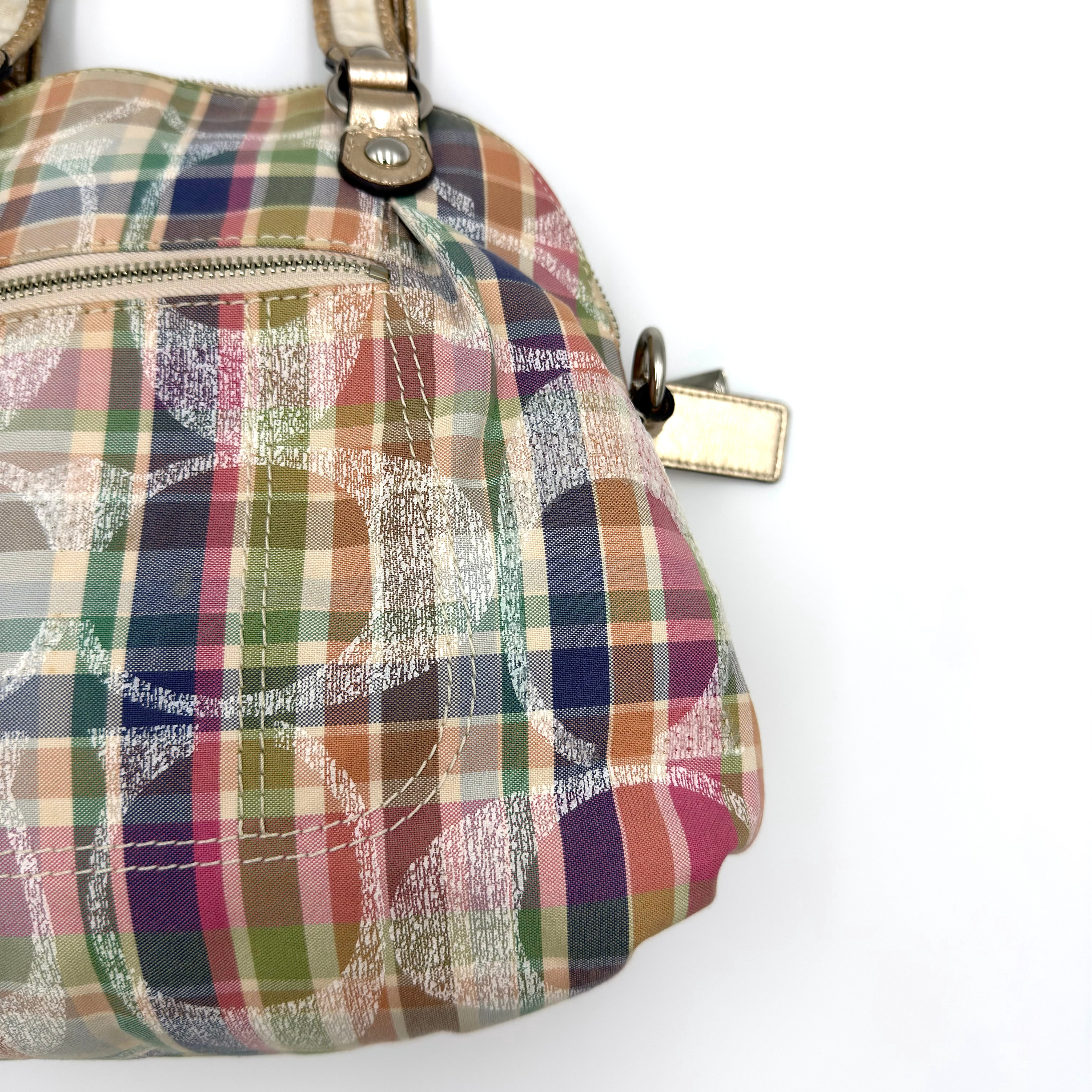 Coach 2Way Poppy Madras Tartan Shoulder Bag Multicolor