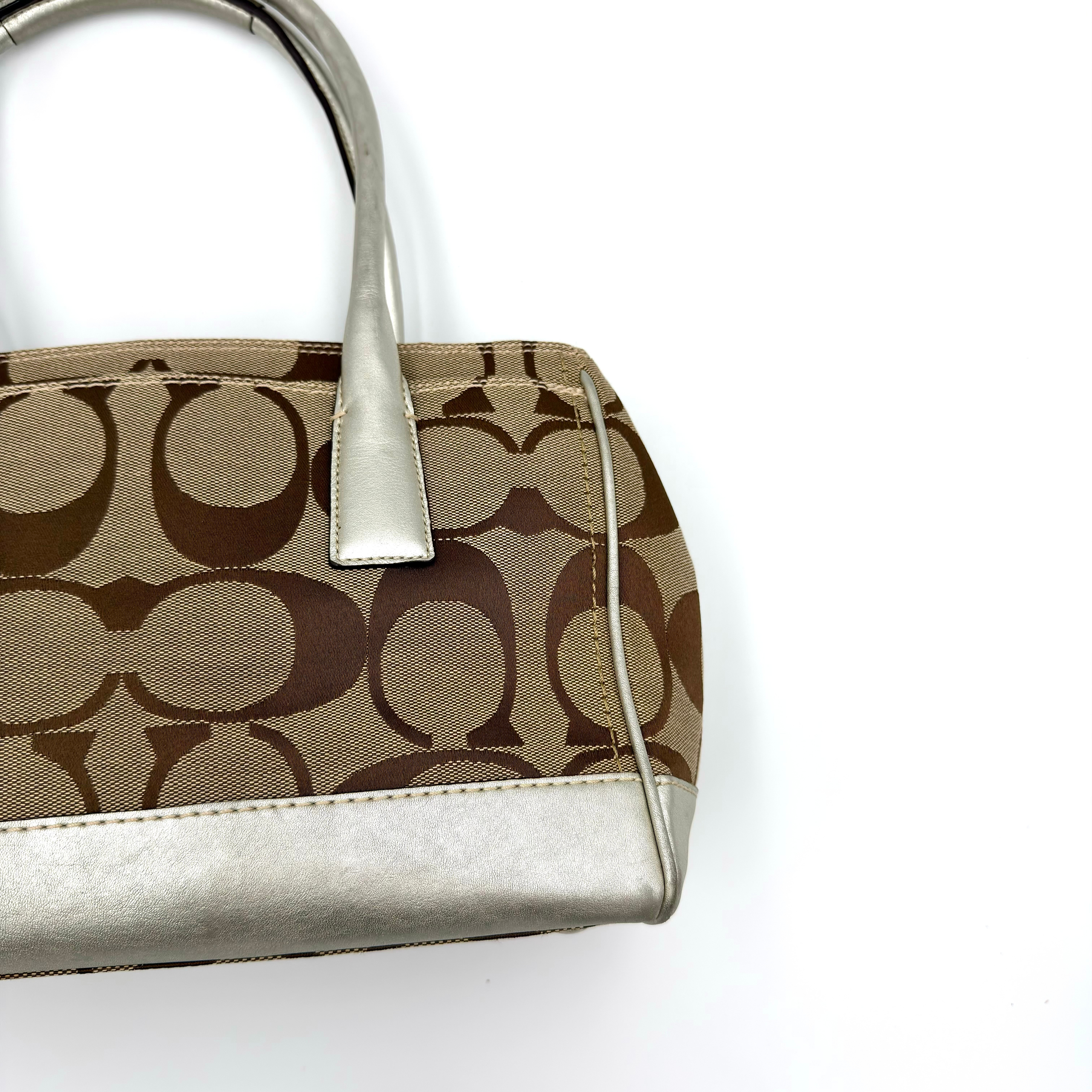 Coach Signature Hampton Madeline Handbag Beige/Silver