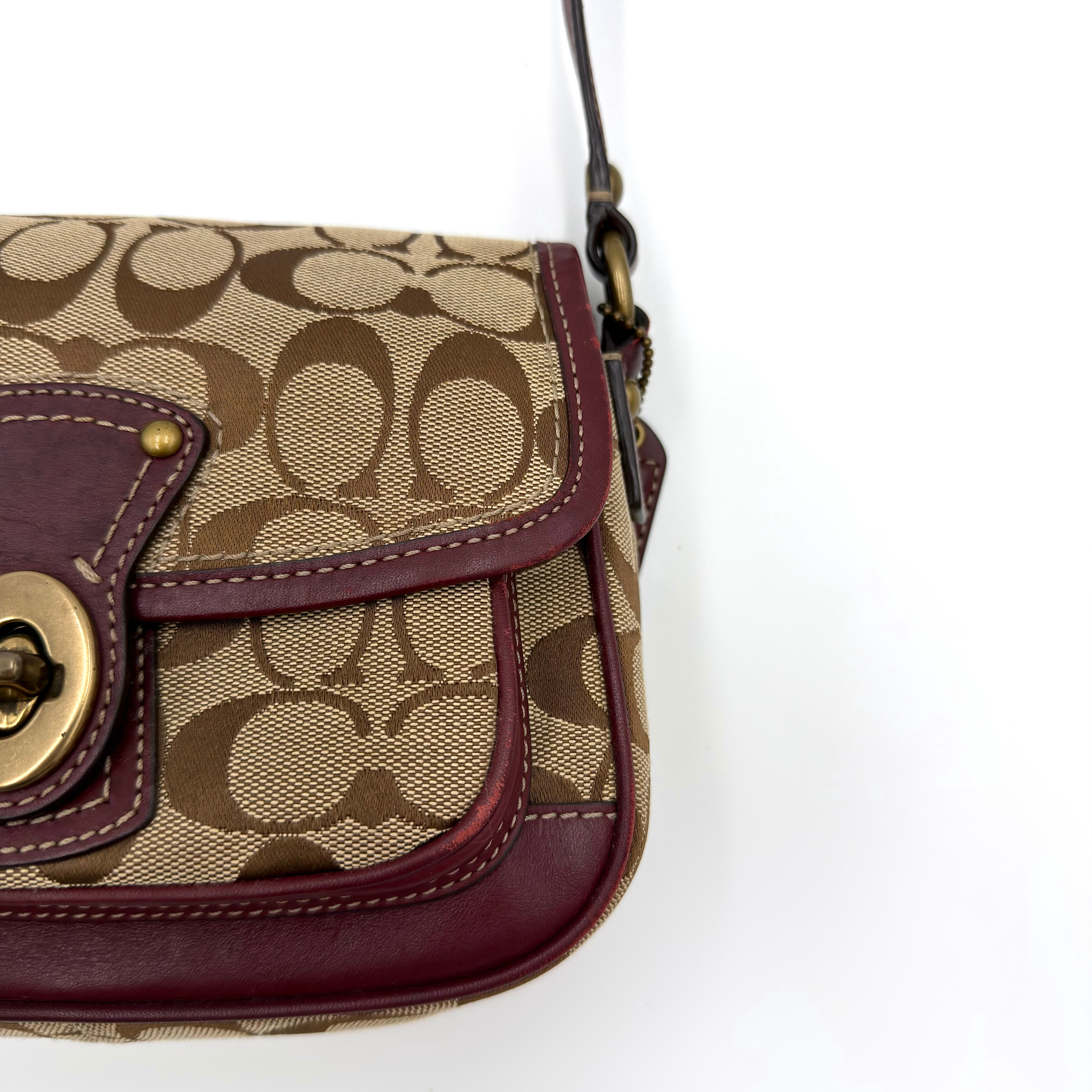 Coach Signature Turnlock Crossbody Bag Purple/Beige