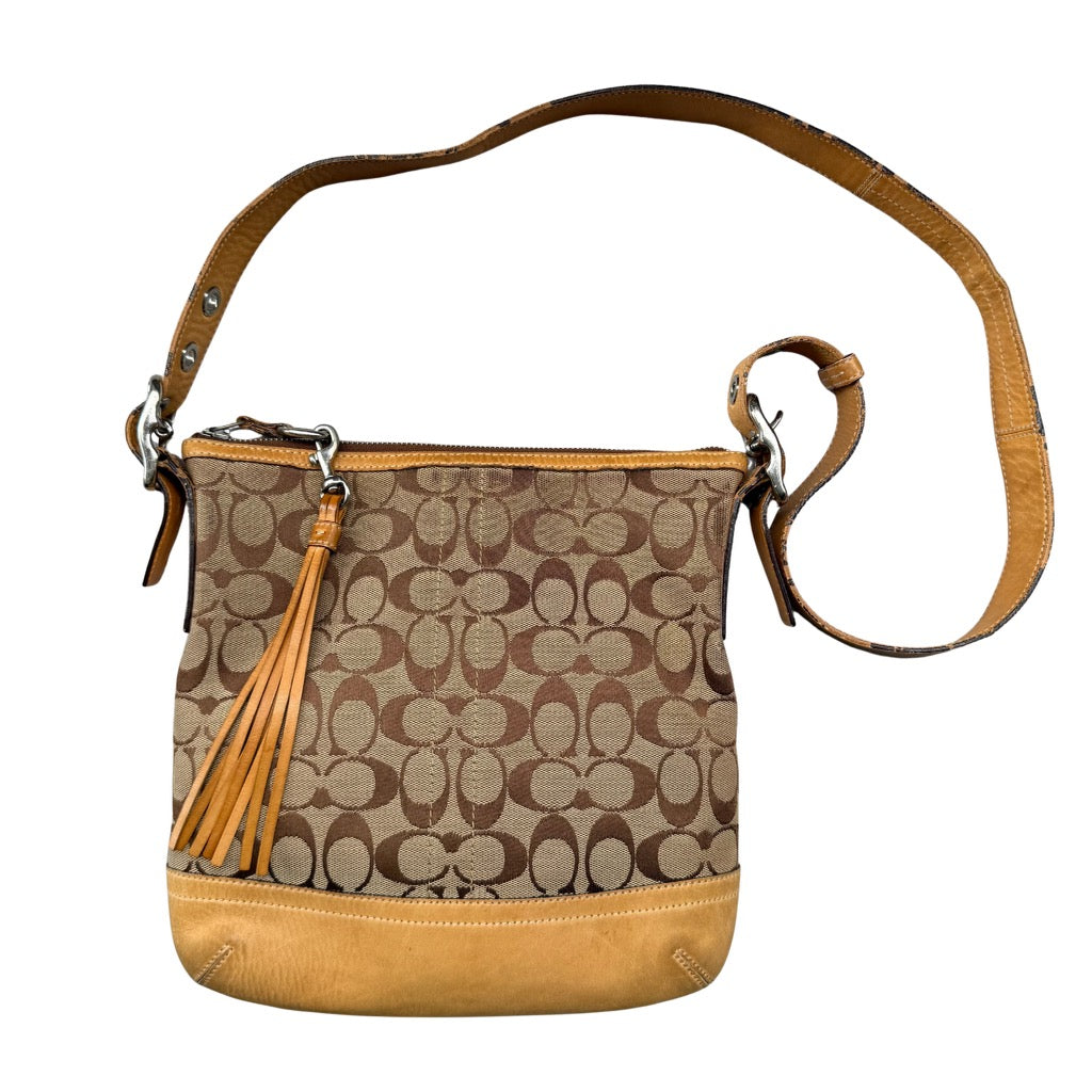 Coach Signature Canvas Crossbody ShoulderBag Beige/Brown