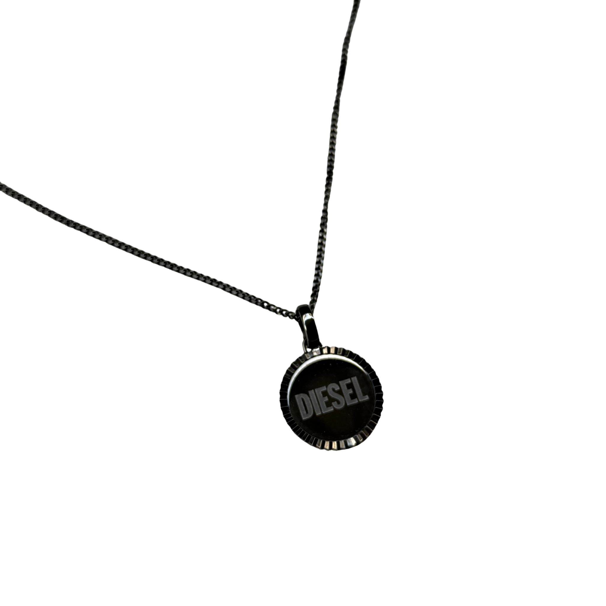 Diesel Gunmetal Stainless Steel Pendant Necklace