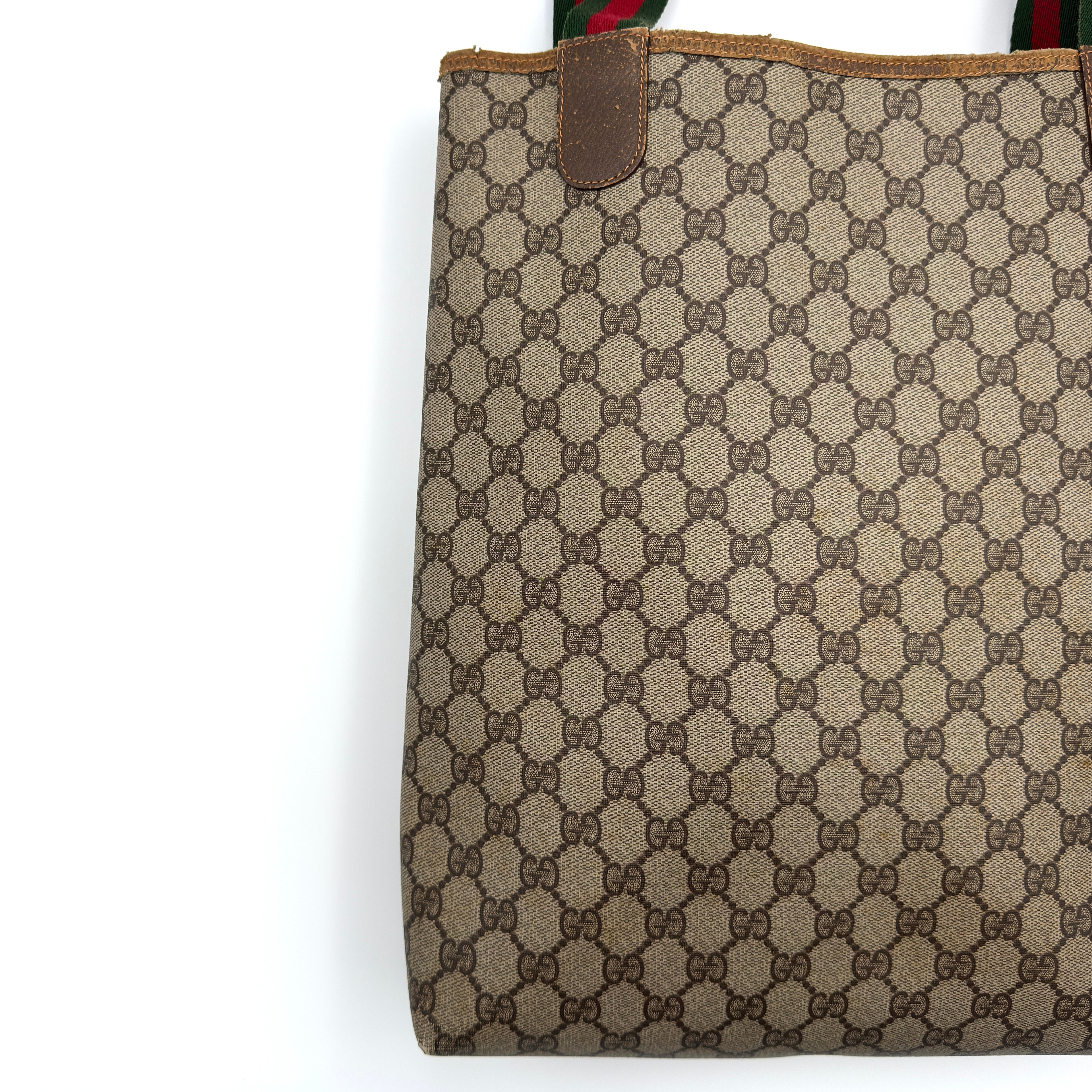 Gucci GG Monogram Supreme Web Sherry Line Tote Bag Beige