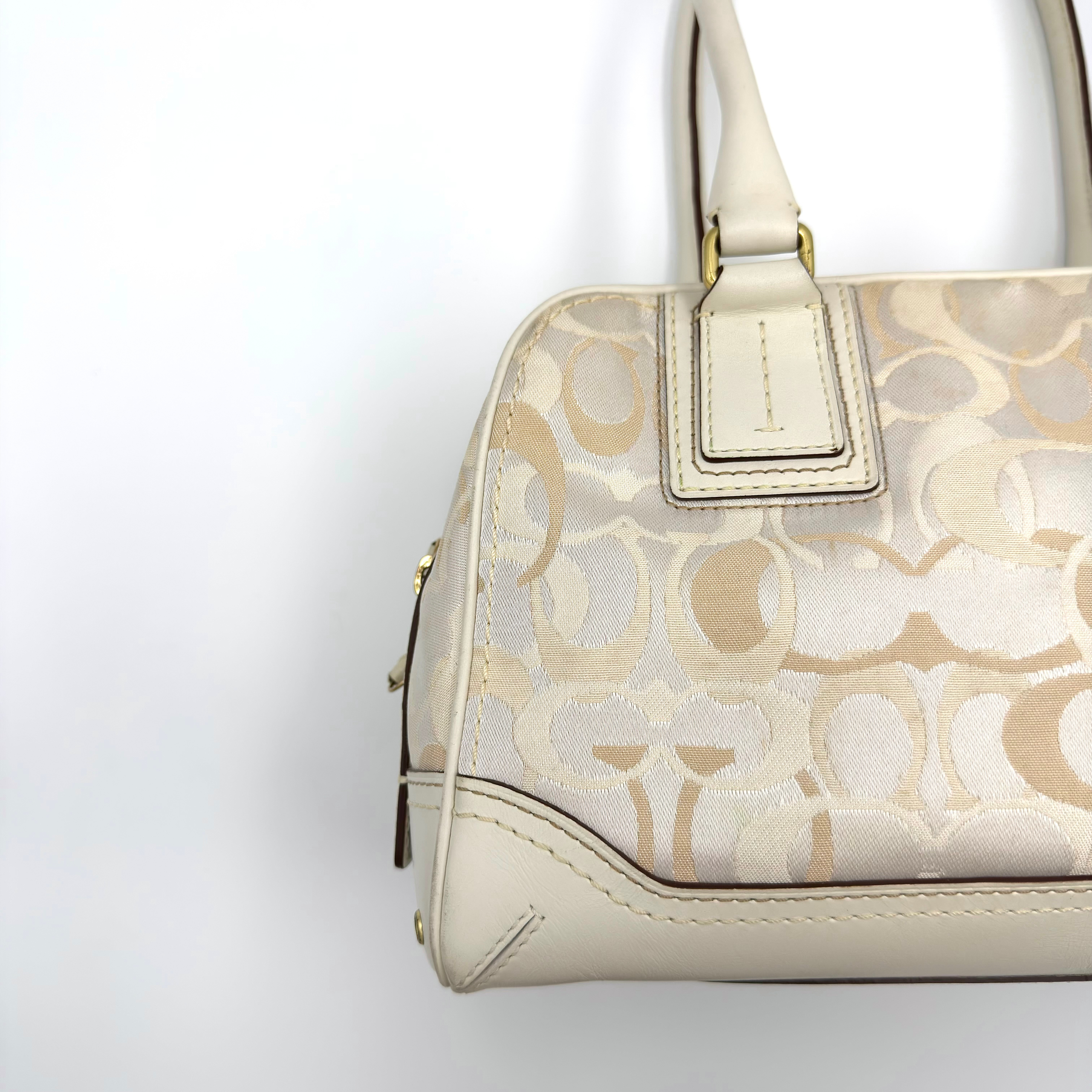 Coach Signature Canvas Satchel Handbag White