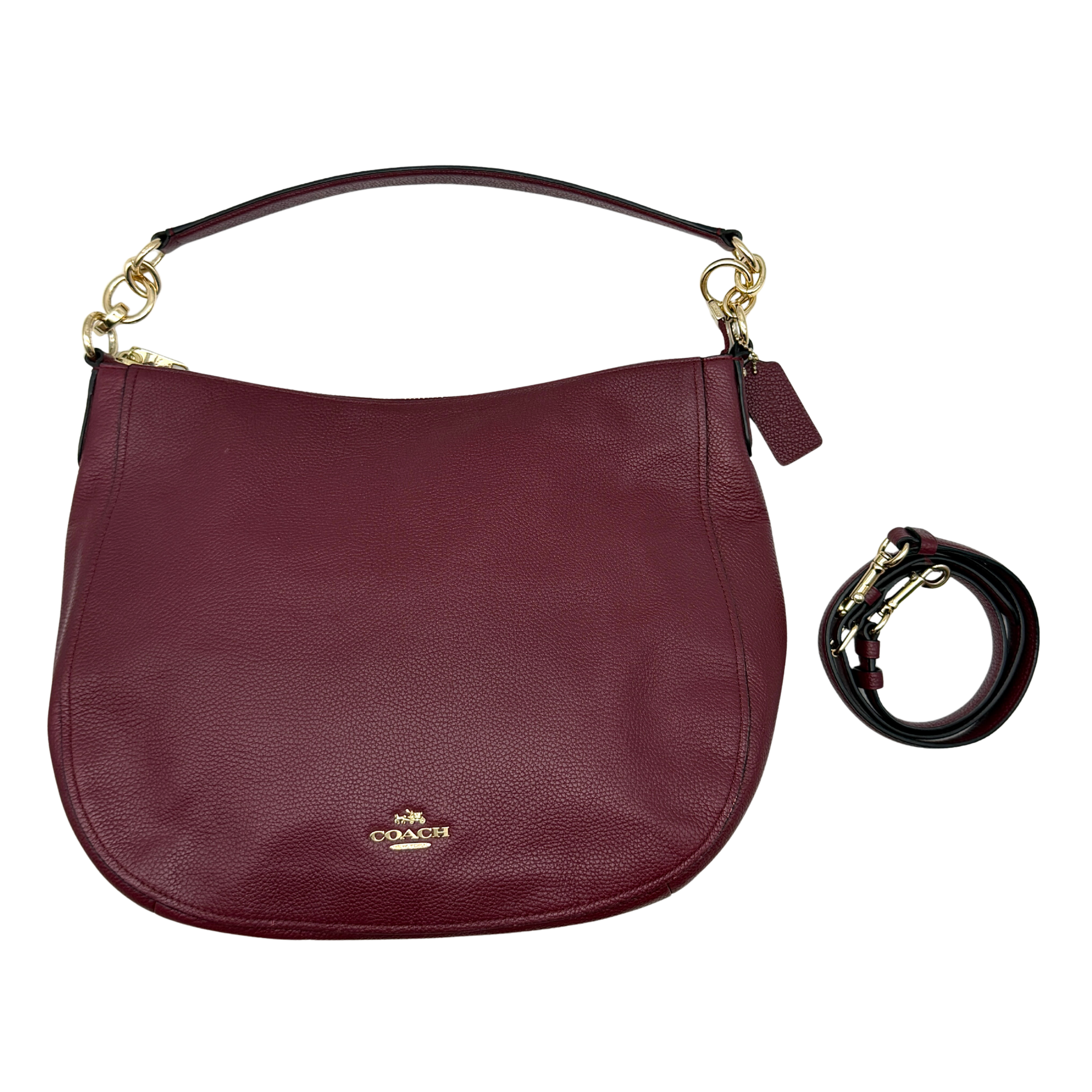 Coach 2Way Chelsea Hobo Leather Shoulder Bag Burgundy
