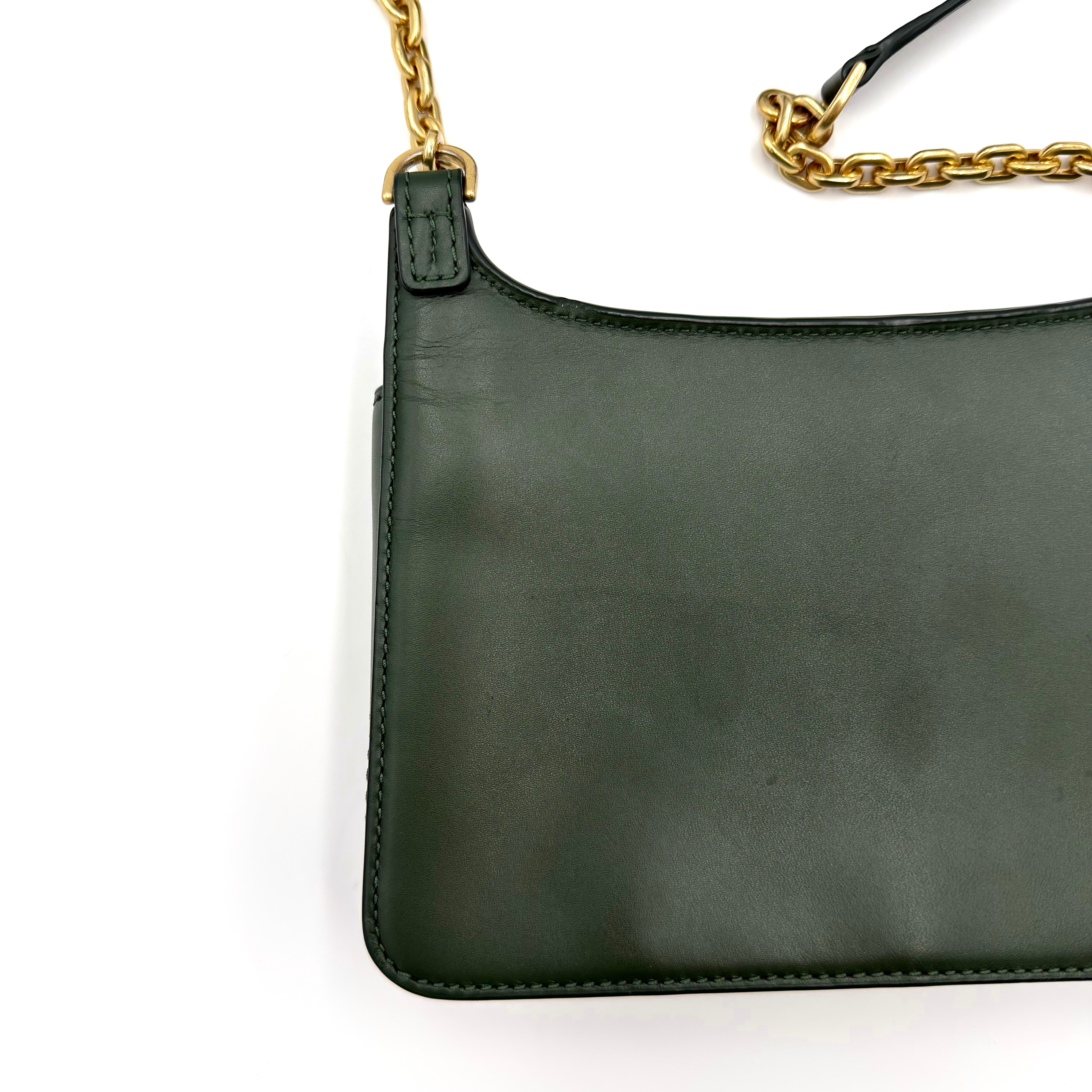 Michael Kors Natalie Medium Leather Messenger Bag Green