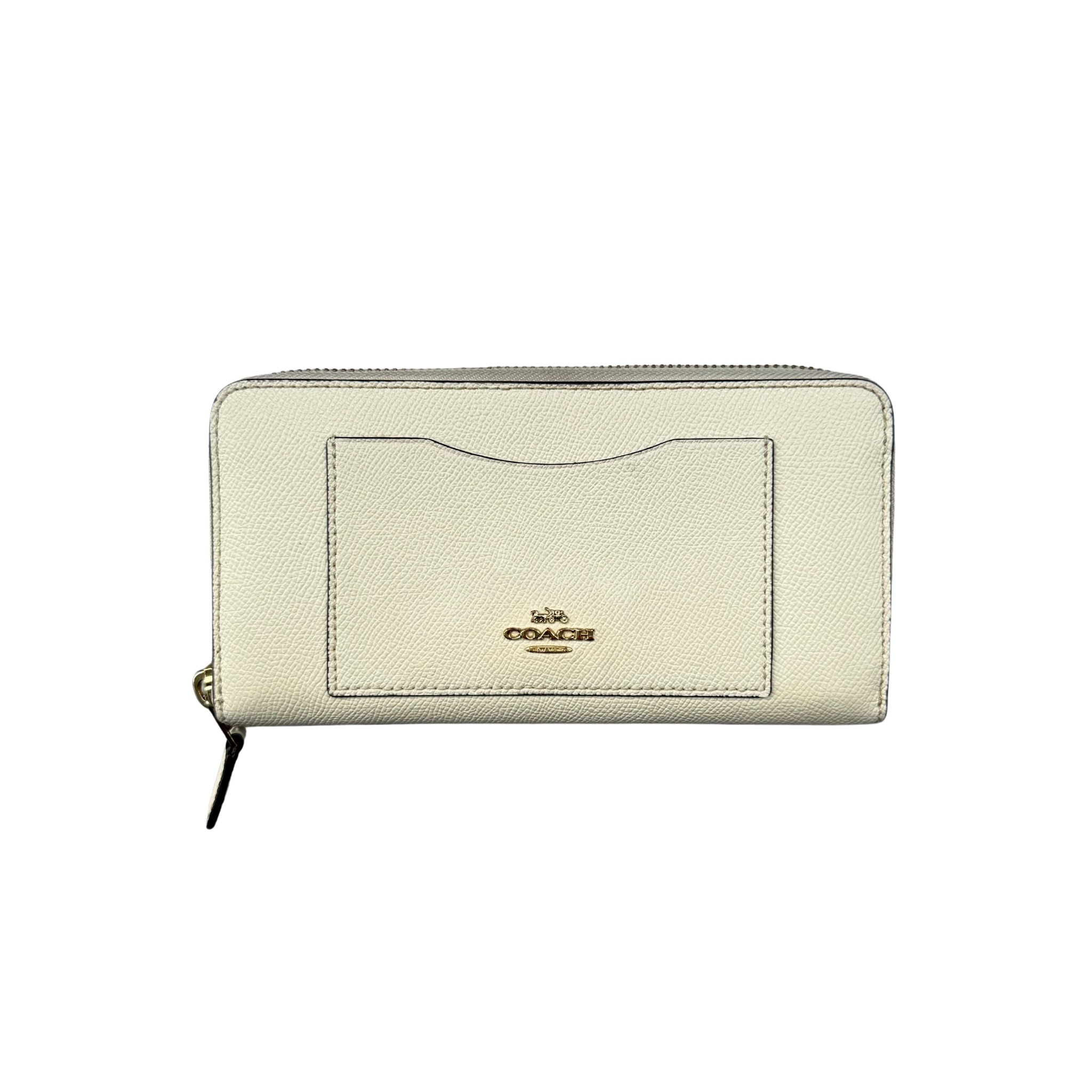 Coach Crossgrain Leather Zip Wallet Chalk White