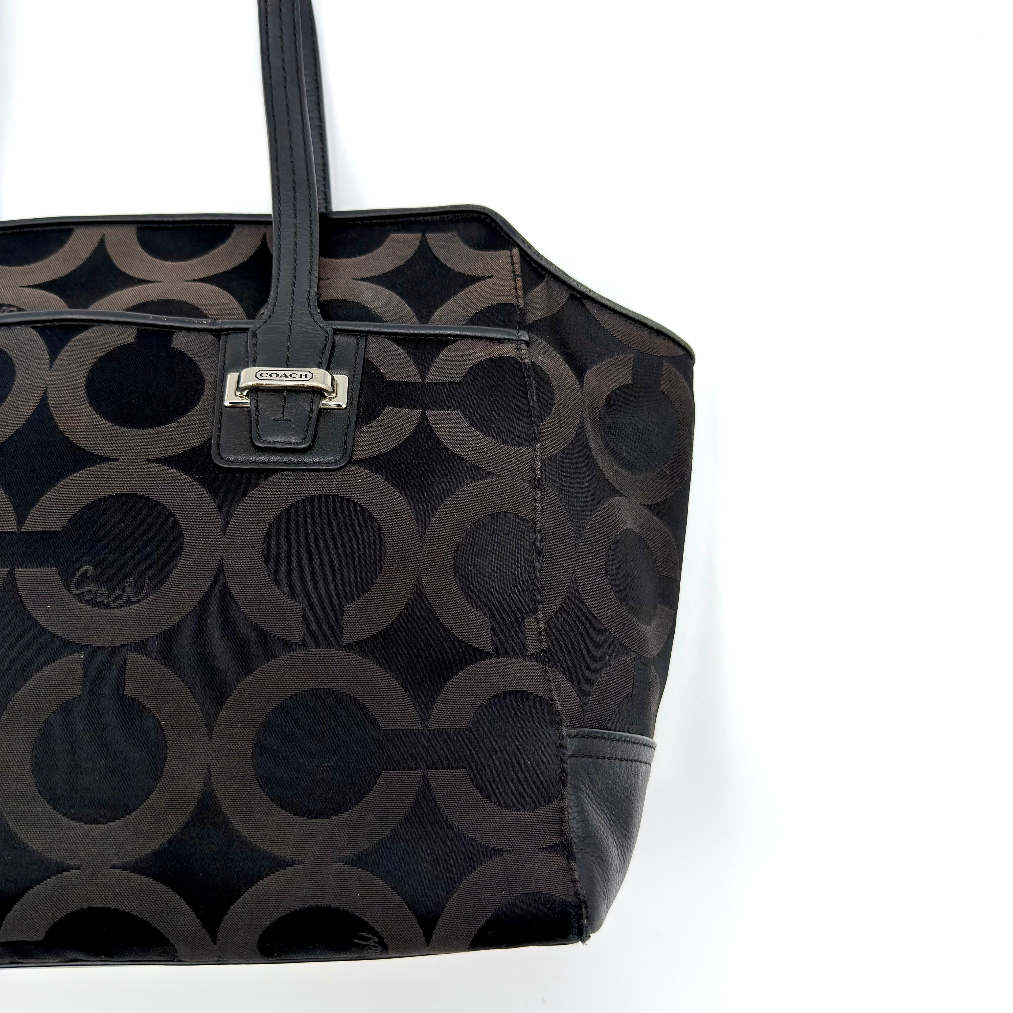 Coach Taylor OP Art Alexis Carryall Tote Bag Black
