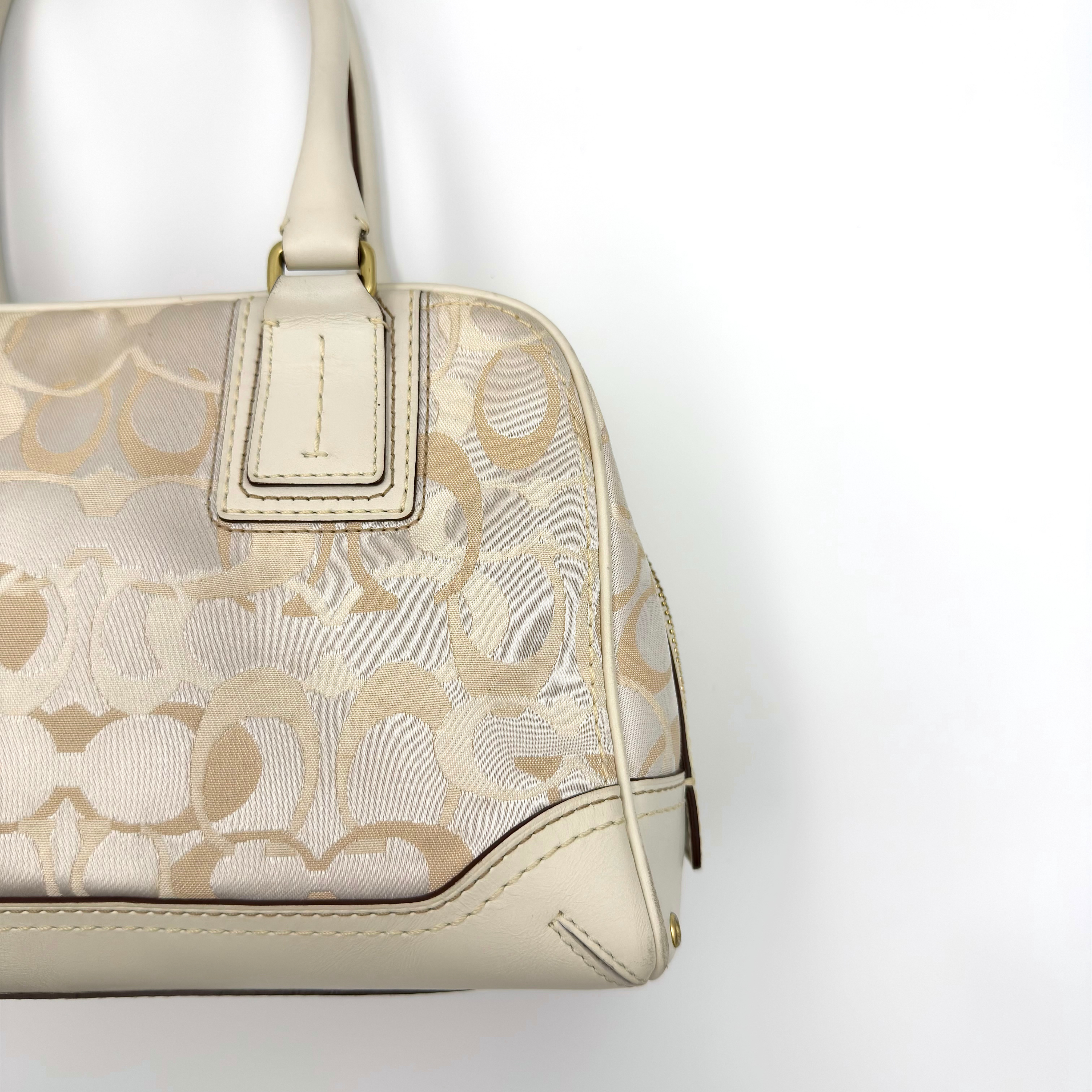 Coach Signature Canvas Satchel Handbag White