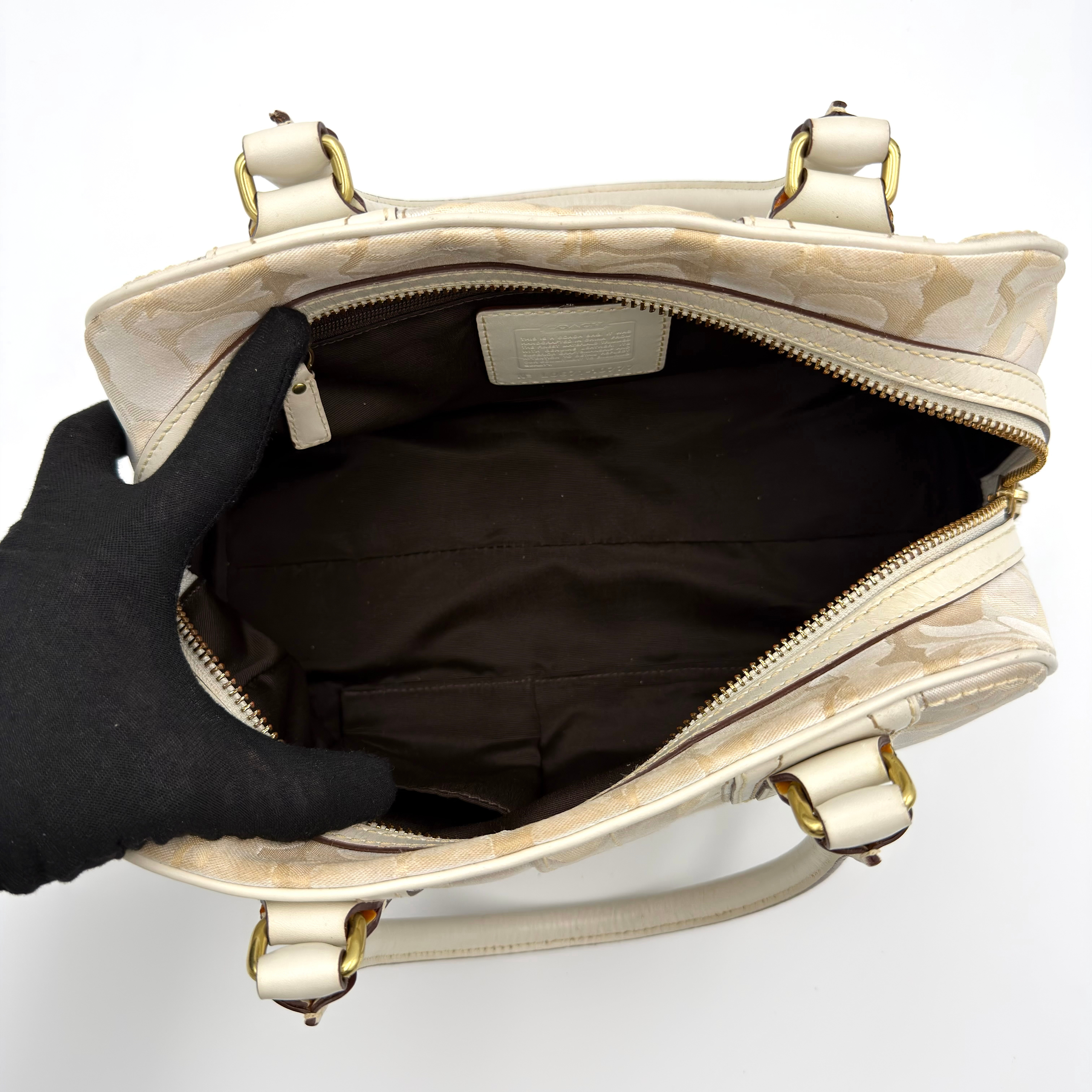 Coach Signature Canvas Satchel Handbag White