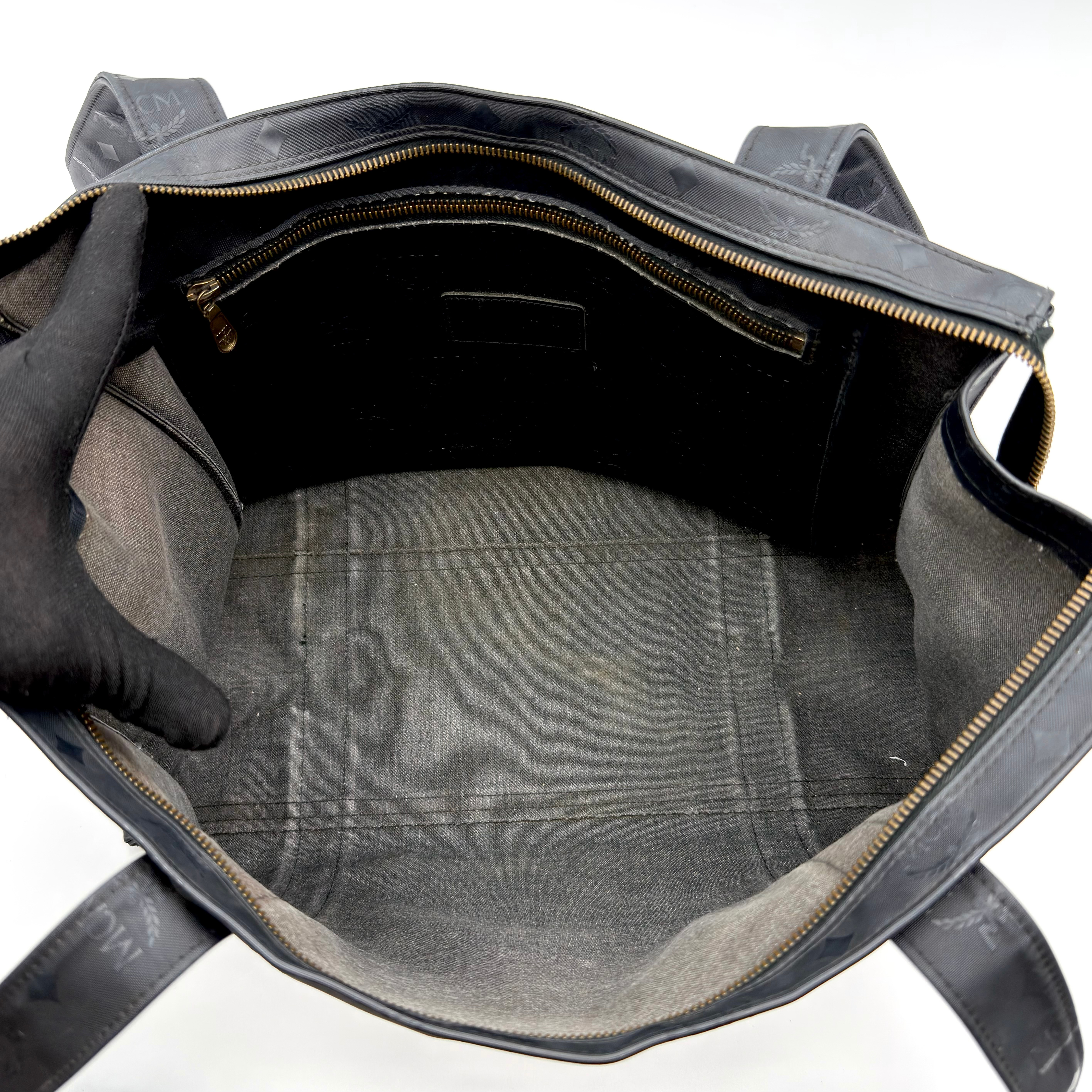 MCM Visetos Monogram Nylon Tote Bag Black