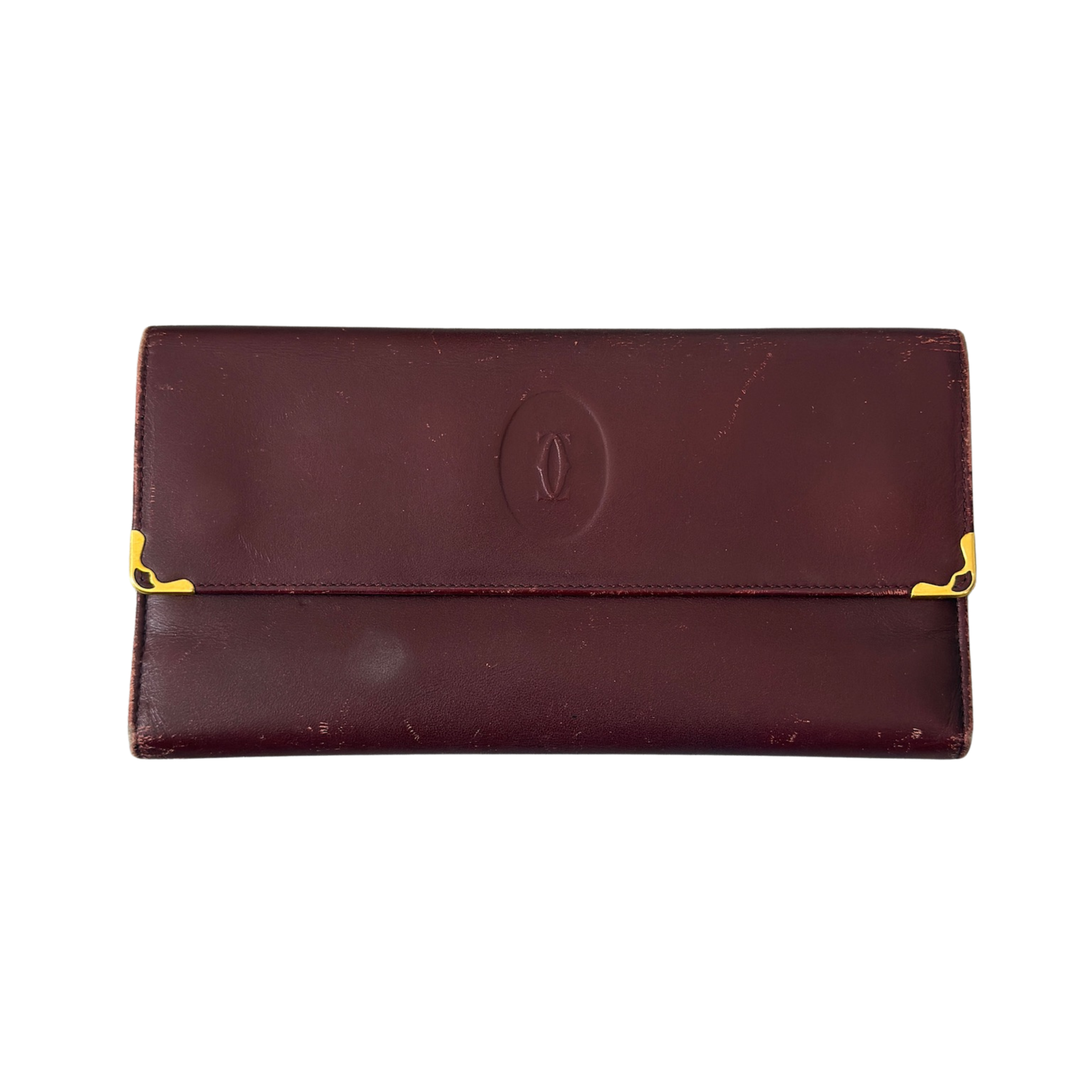 Cartier Burgundy Leather Must de Cartier Trifold Continental Wallet