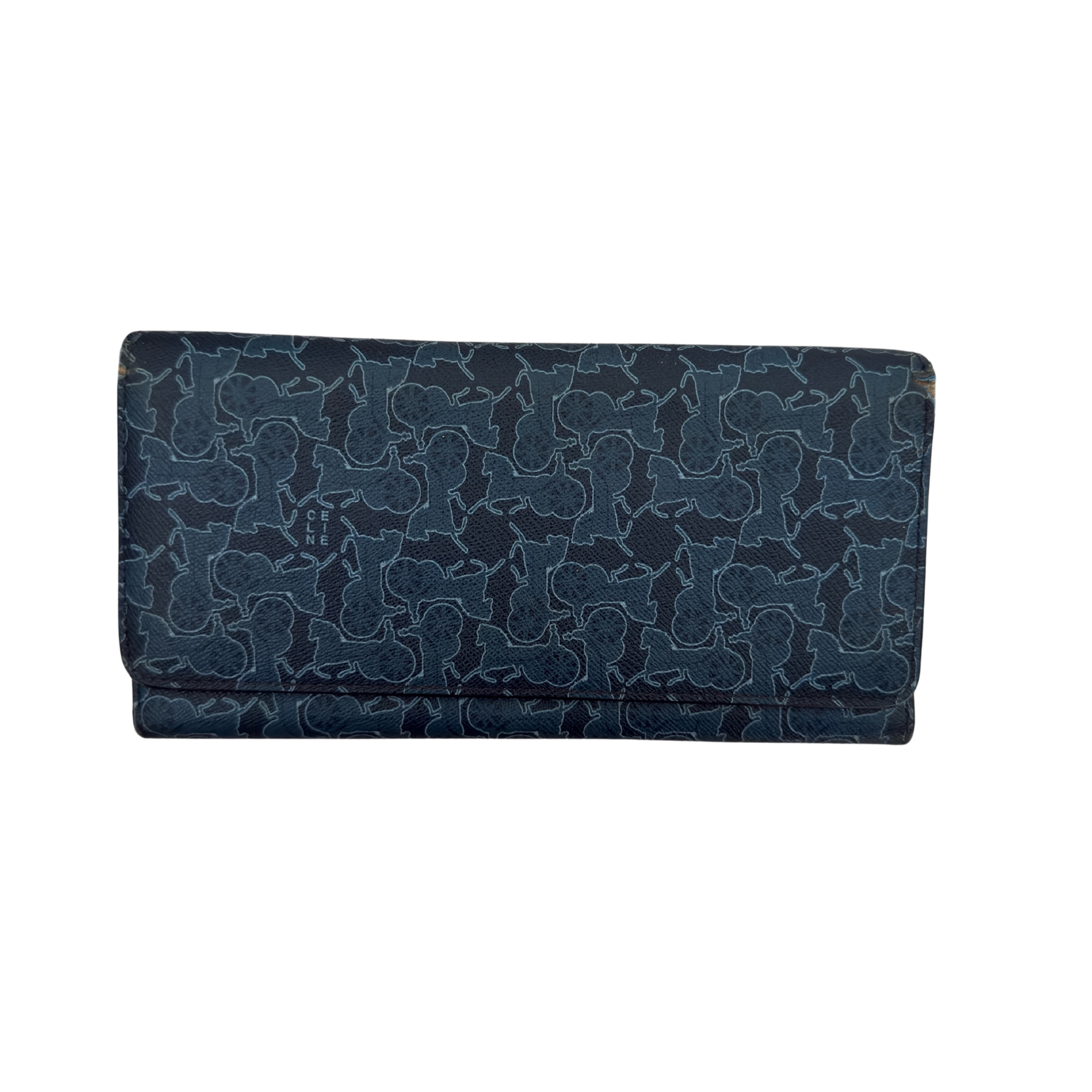 Celine Macadam Carriage Navy Blue Long Wallet