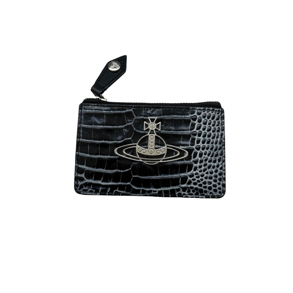 Vivienne Westwood Signature Orb Croc Cardholder Black