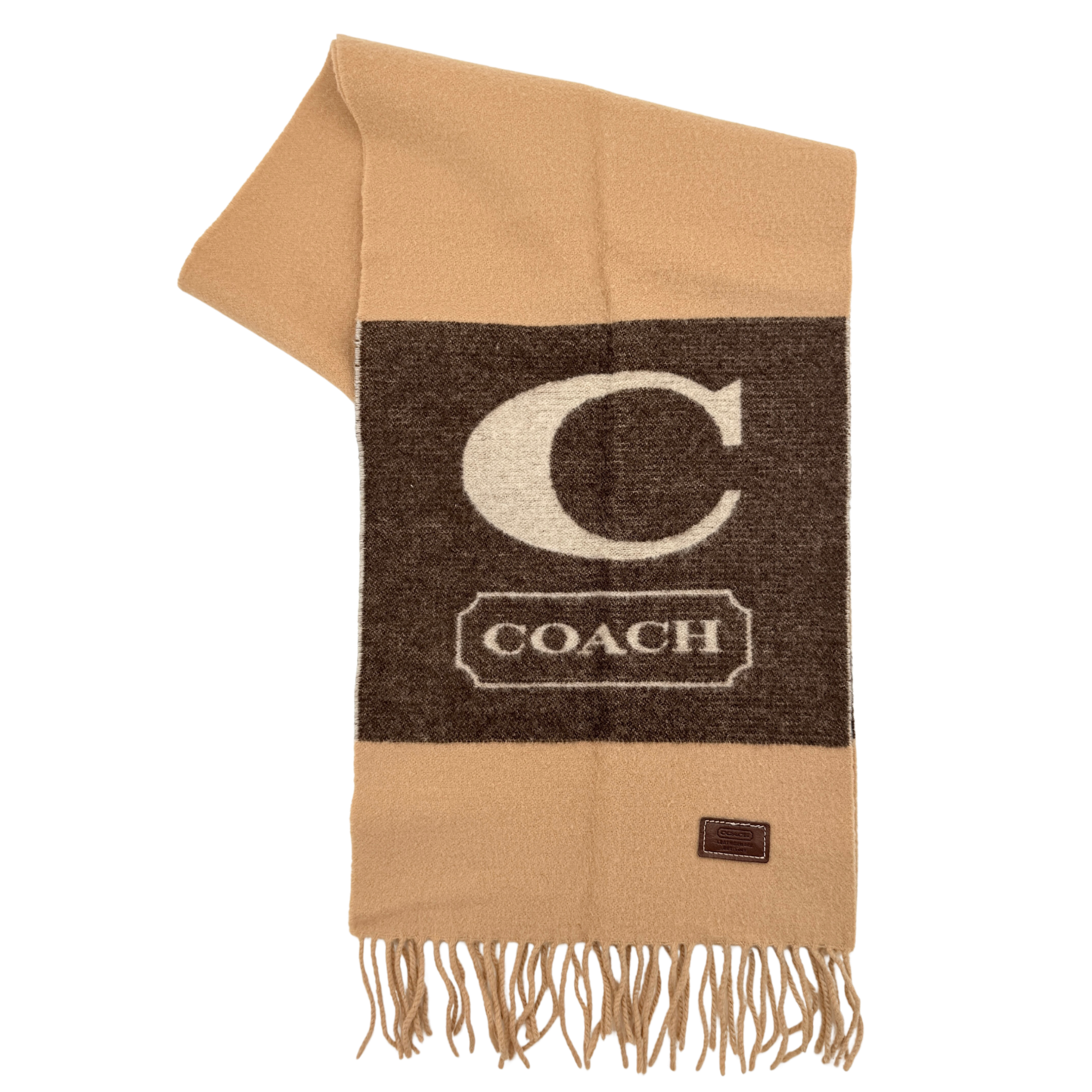 Coach Reversible Logo Cashmere Scarf Brown