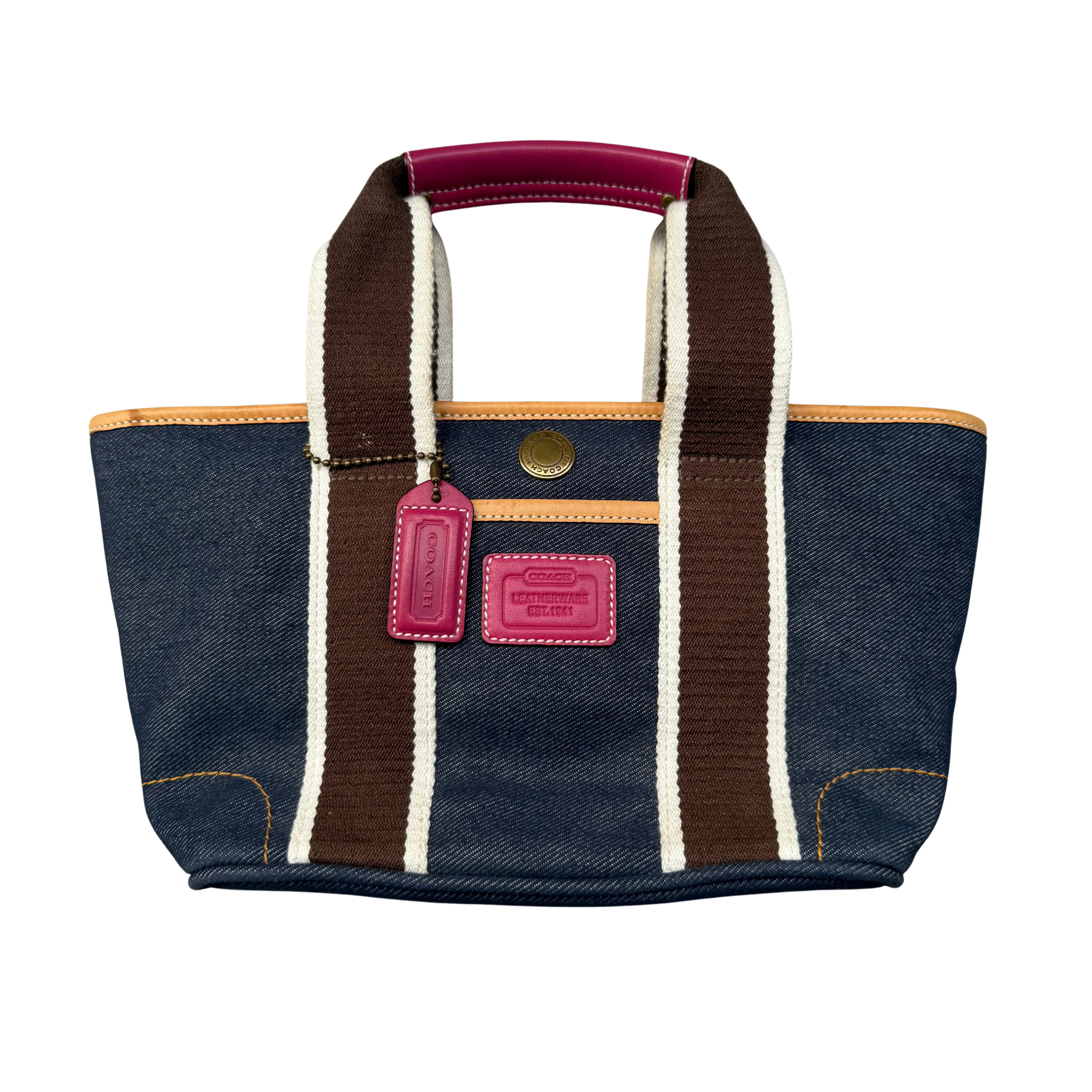 Coach Denim Hampton Mini Tote Bag Multicolor