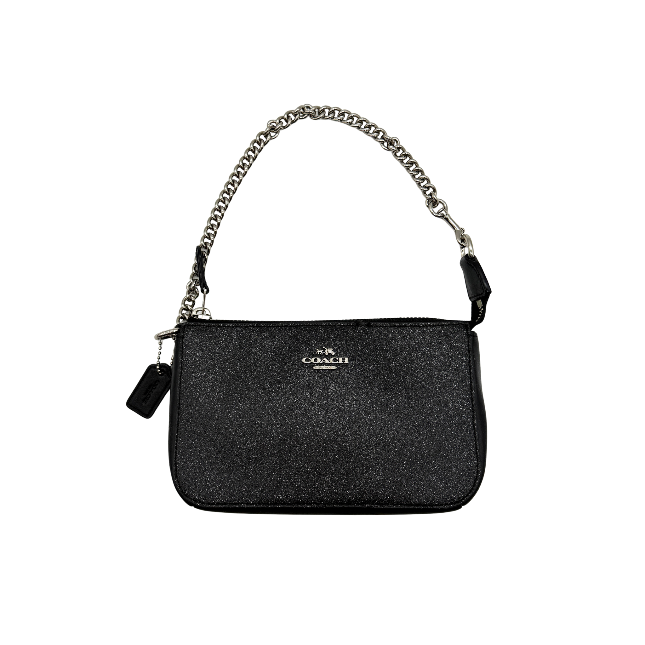 Coach Pebble Glitter Nolita 19 Shoulder Bag Black