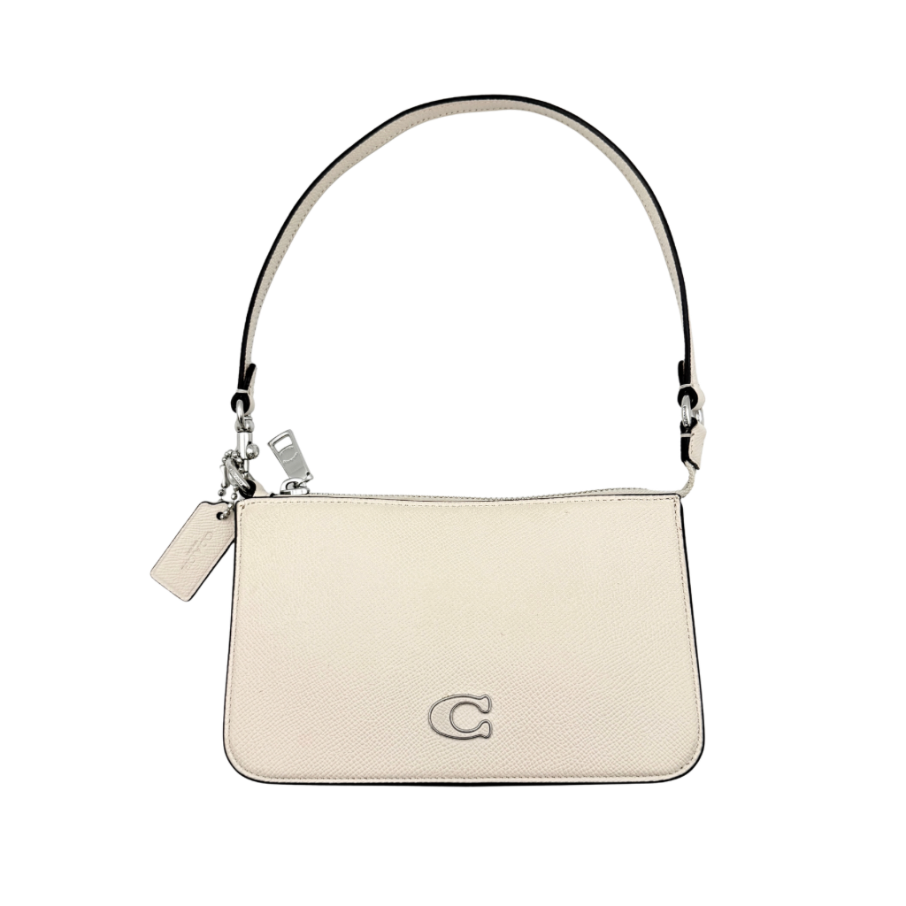 Coach Logo Motif Plaque Shoulder Bag Cream