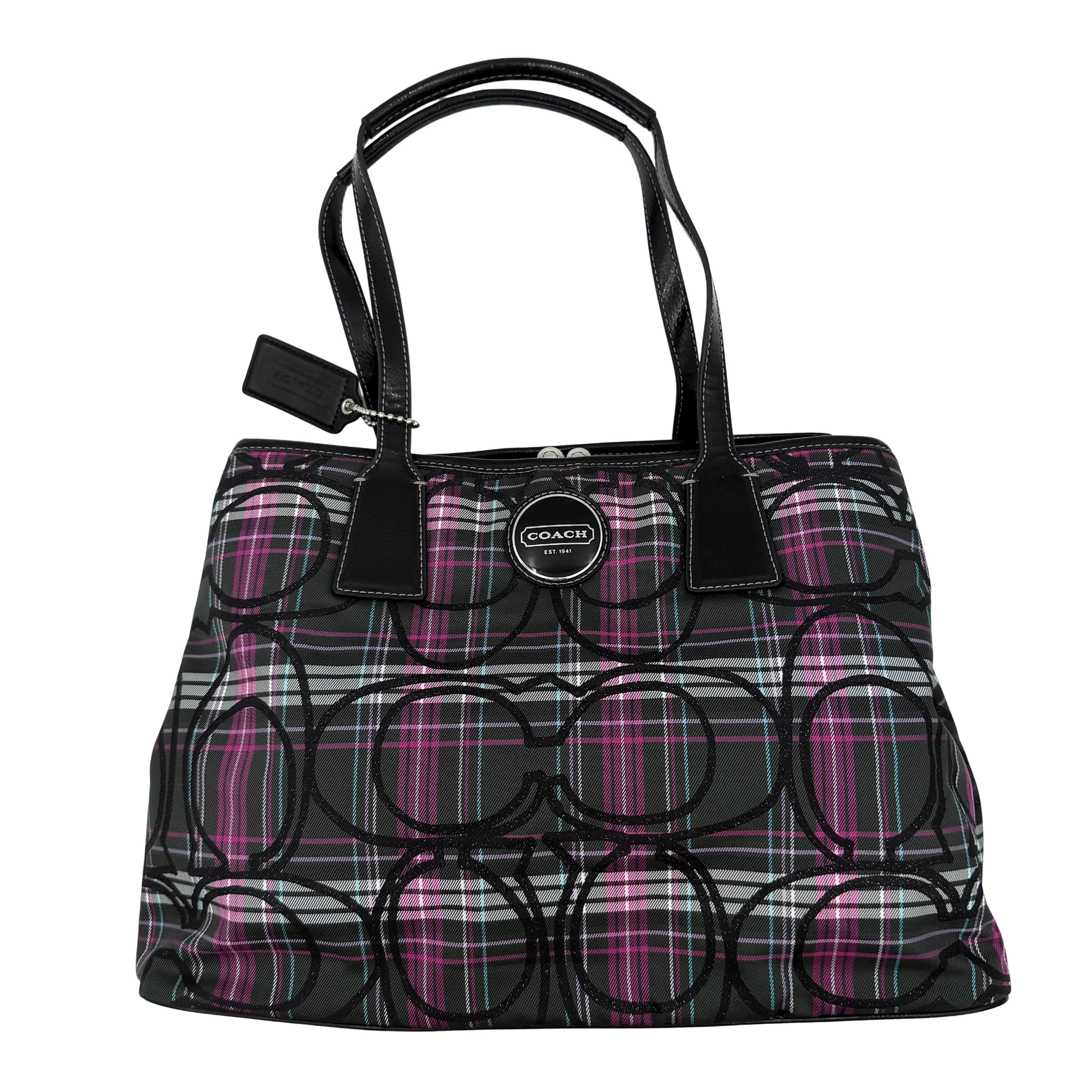 Coach Signature Tartan Kisslock Shoulder Bag Multicolor