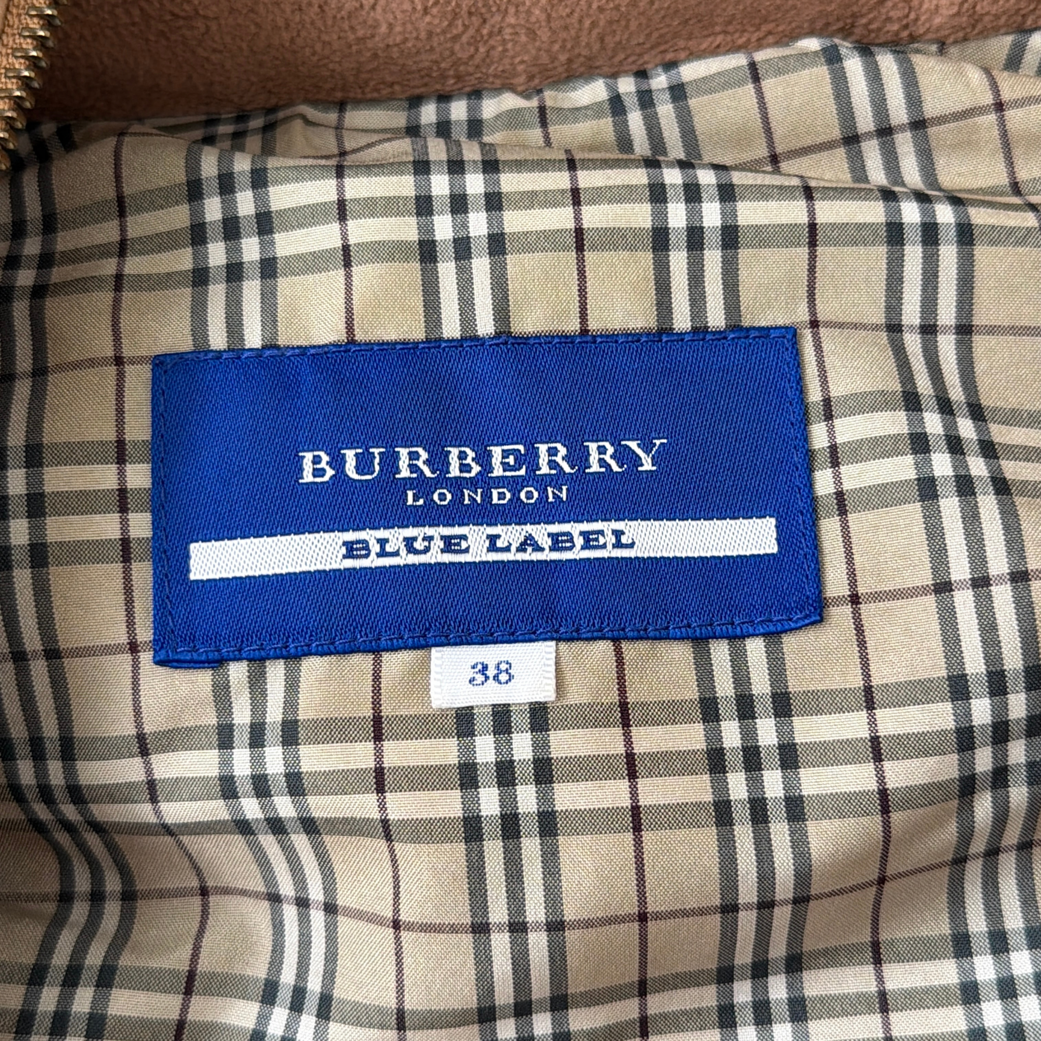 (38) Burberry Blue Label Nova Check Down Puffer Hoodie Vest Beige