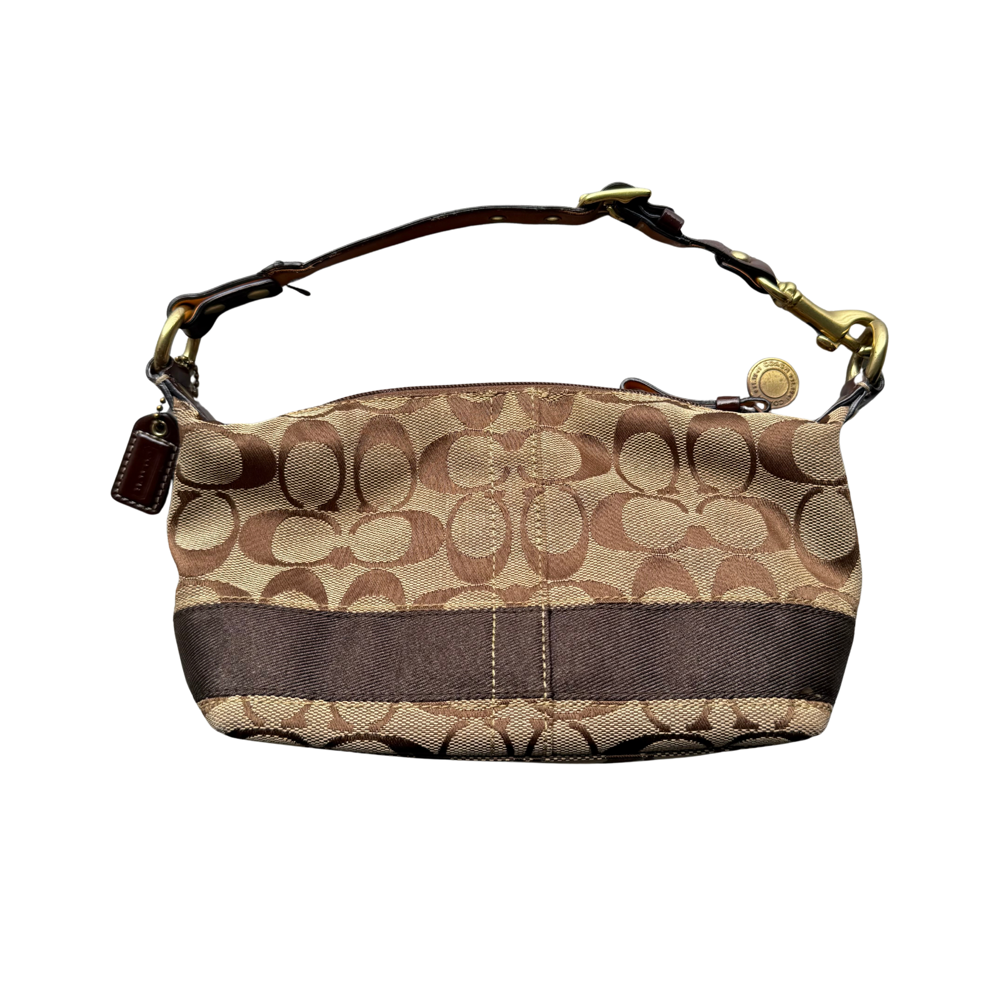 Coach Signature Stripe Mini Hobo ShoulderBag Beige/Brown