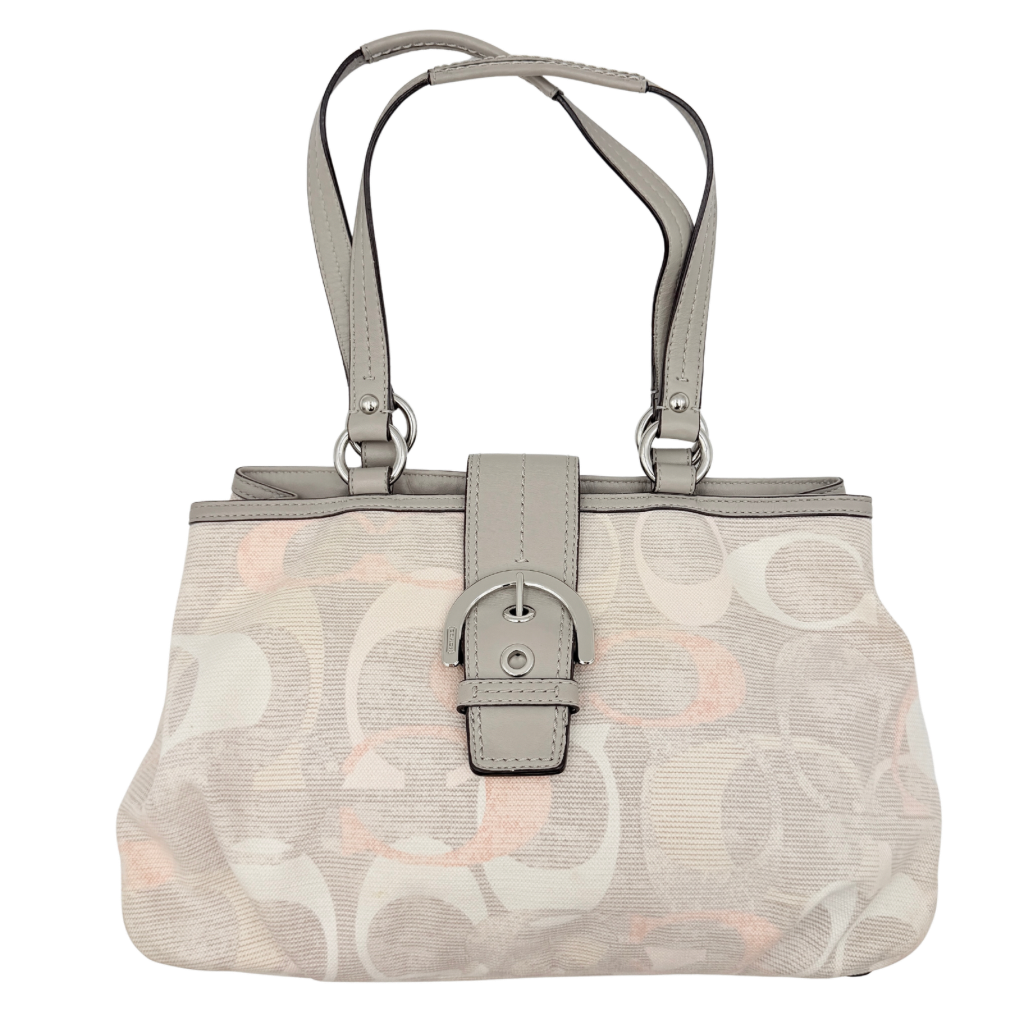 Coach Signature Optic Soho Shoulder Bag Grey/Pink