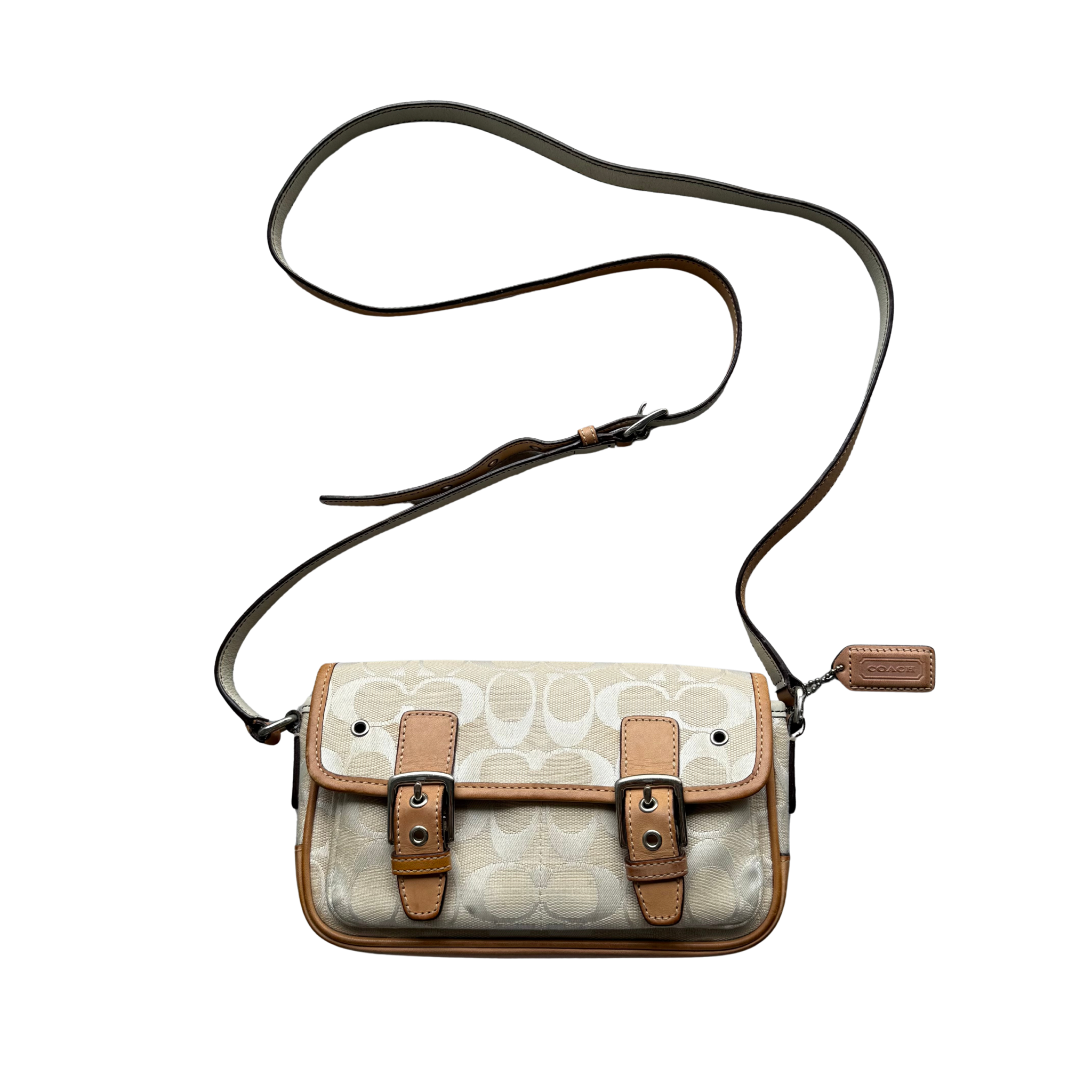Coach Double Buckle Mini Crossbody Bag Cream/Tan