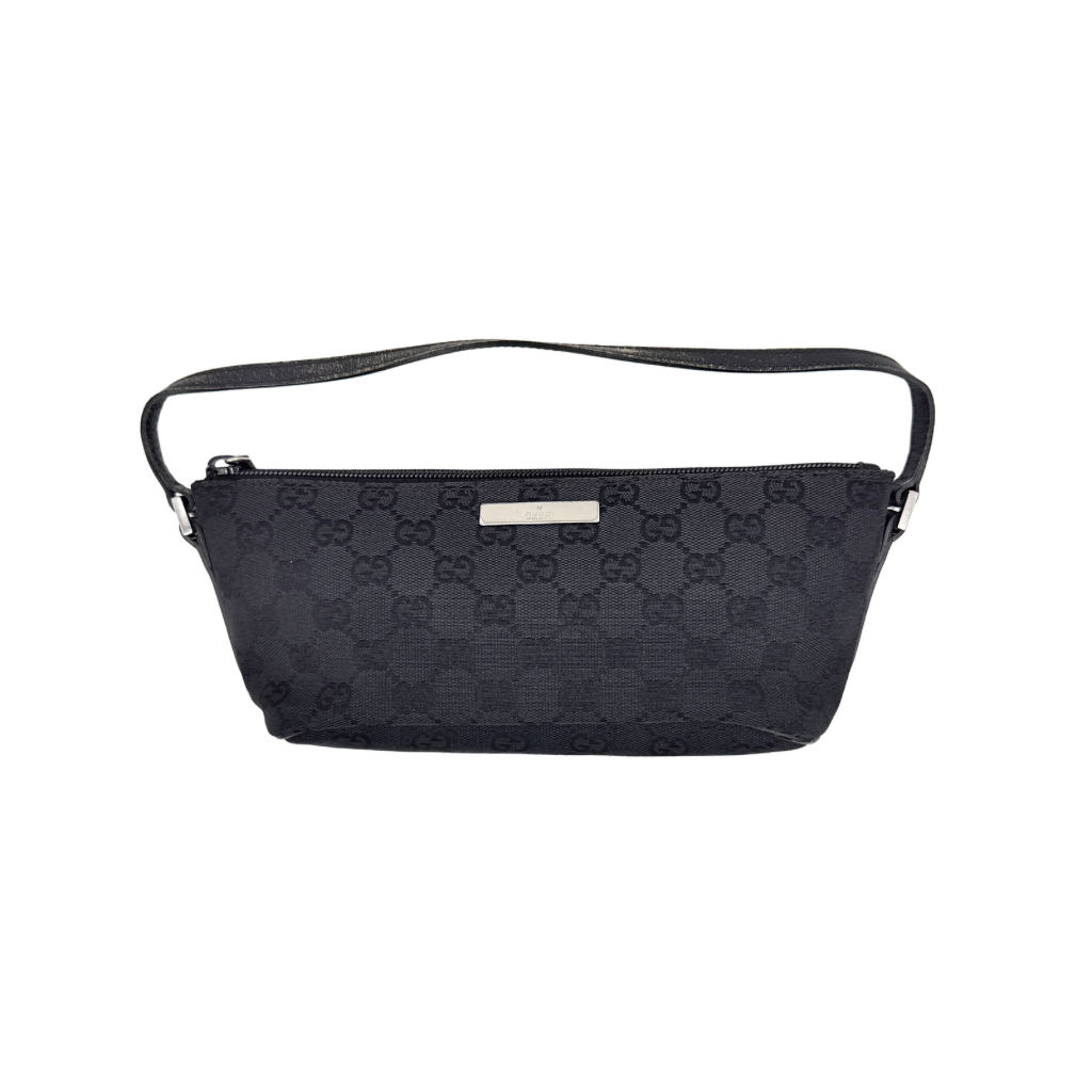 Gucci GG Monogram Pochette Boat Shoulder Bag Black