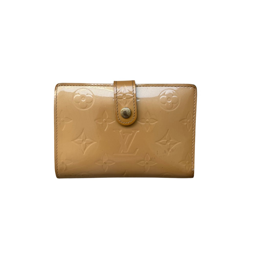 Louis Vuitton Monogram Vernis Kisslock Patent Wallet Tan