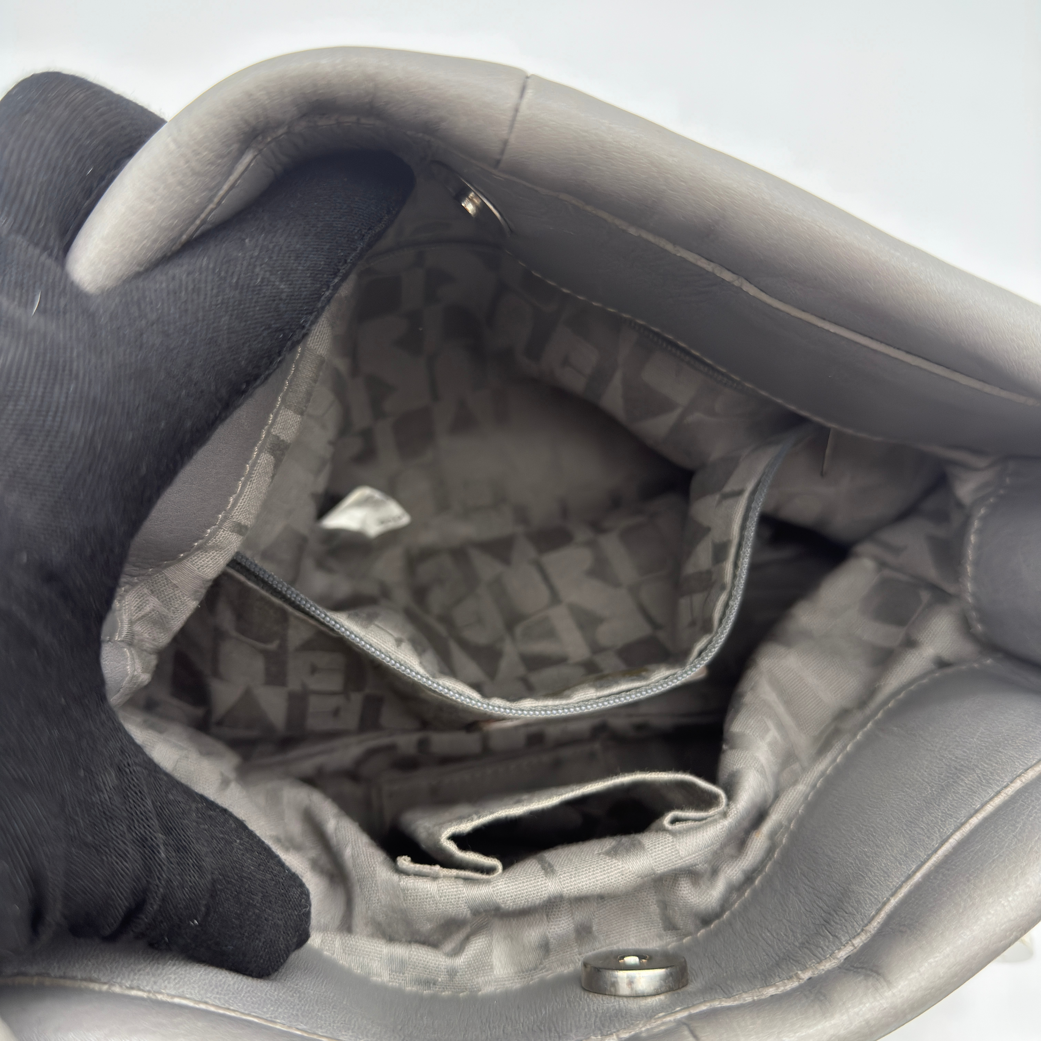Furla Knotted Leather Shoulder Bag Grey