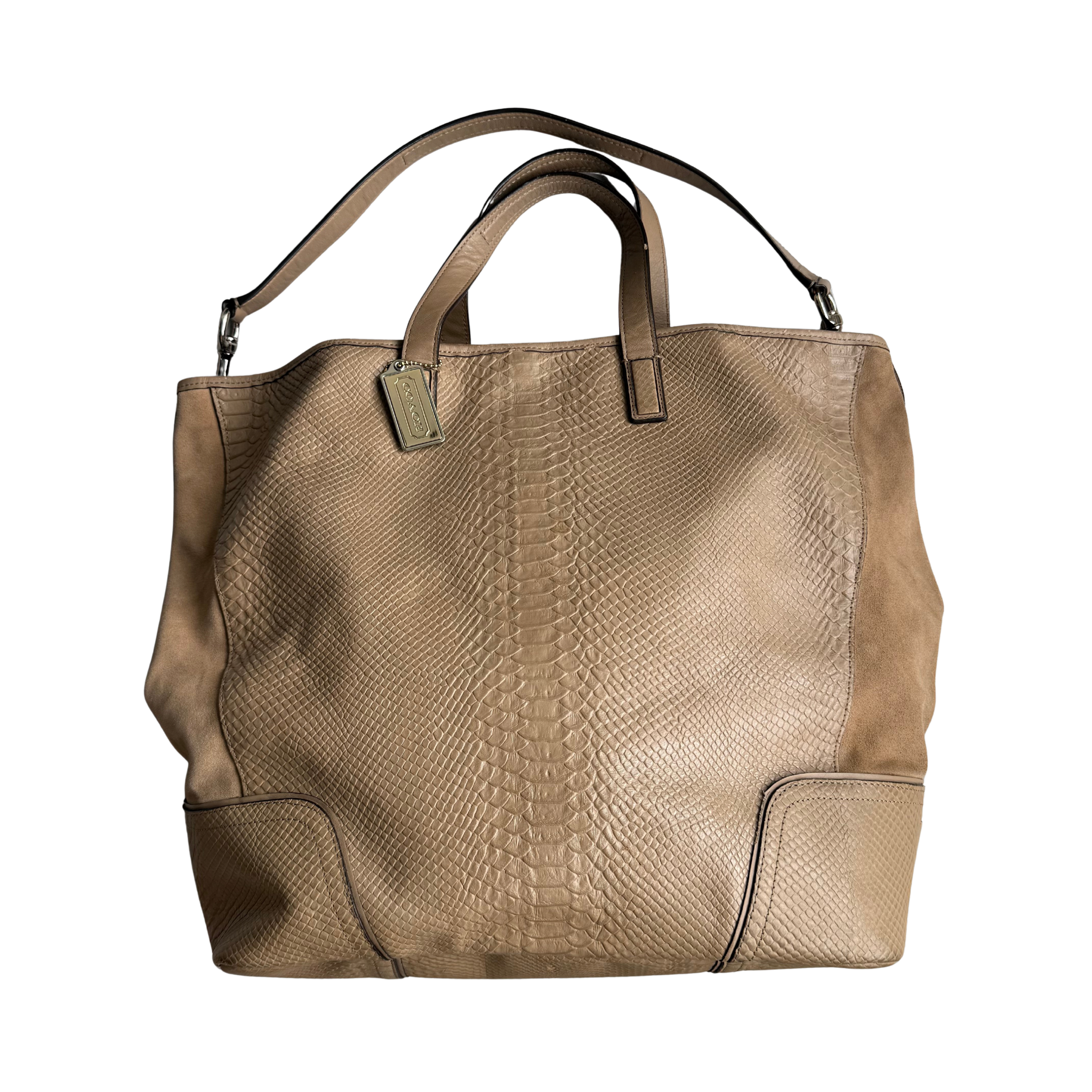 Coach Hadley XL Python Tote Bag Tan