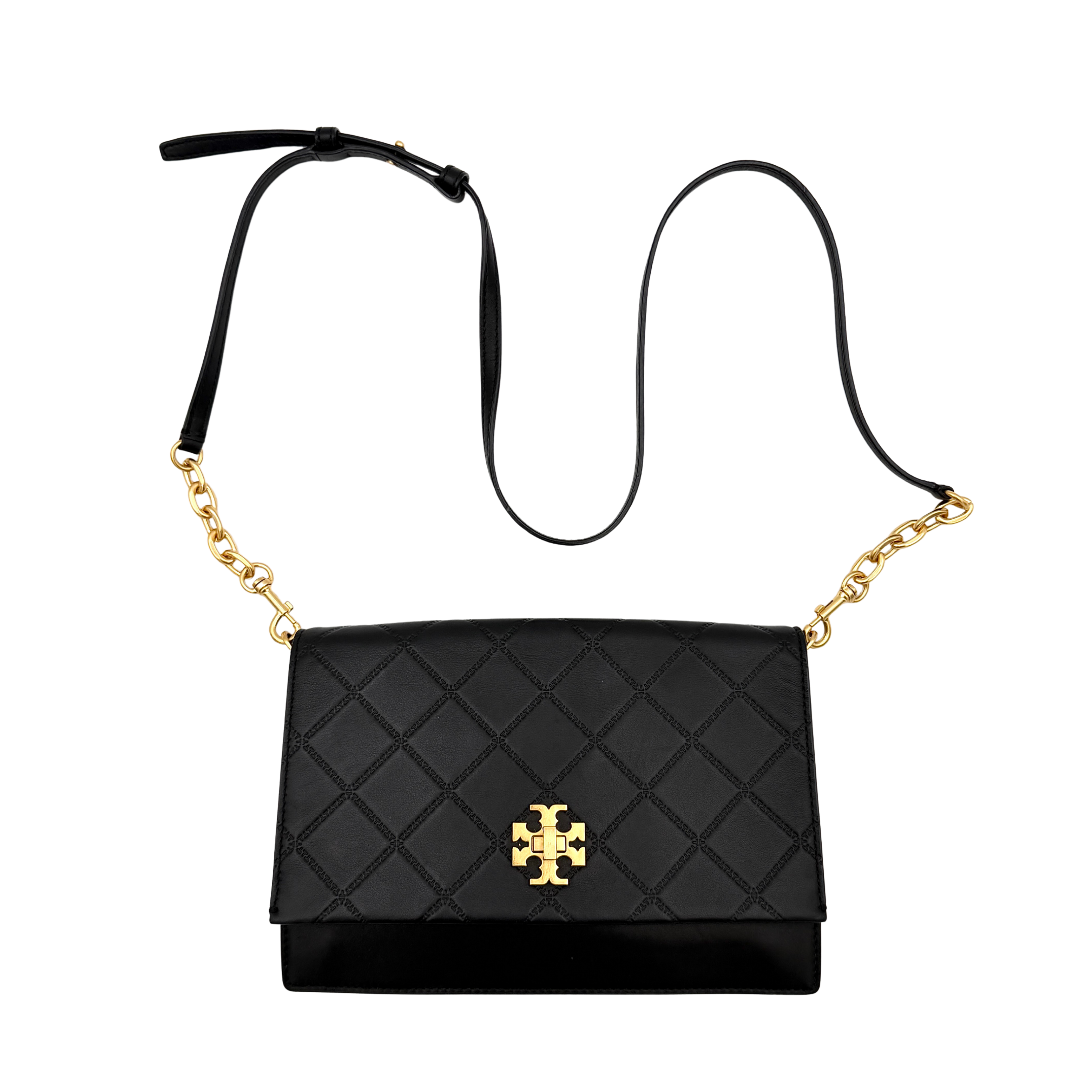 Tory Burch Georgia Quilted Crossbody Bag Black/Gold