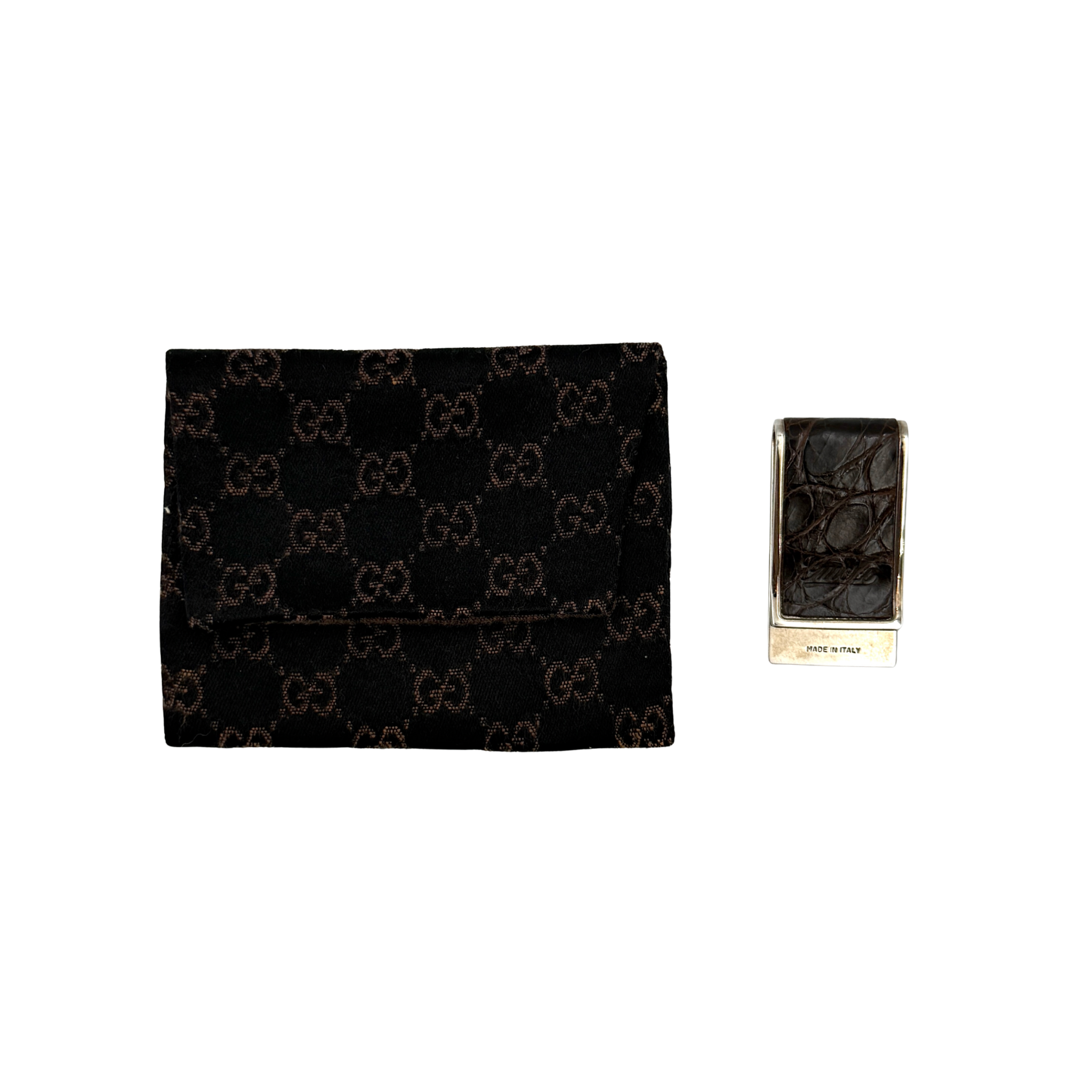 Gucci Money Clip Leather Wallet Brown