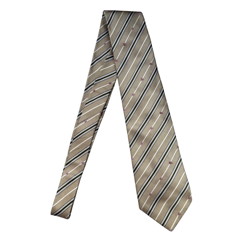 Burberry Striped Silk Neck Tie Beige