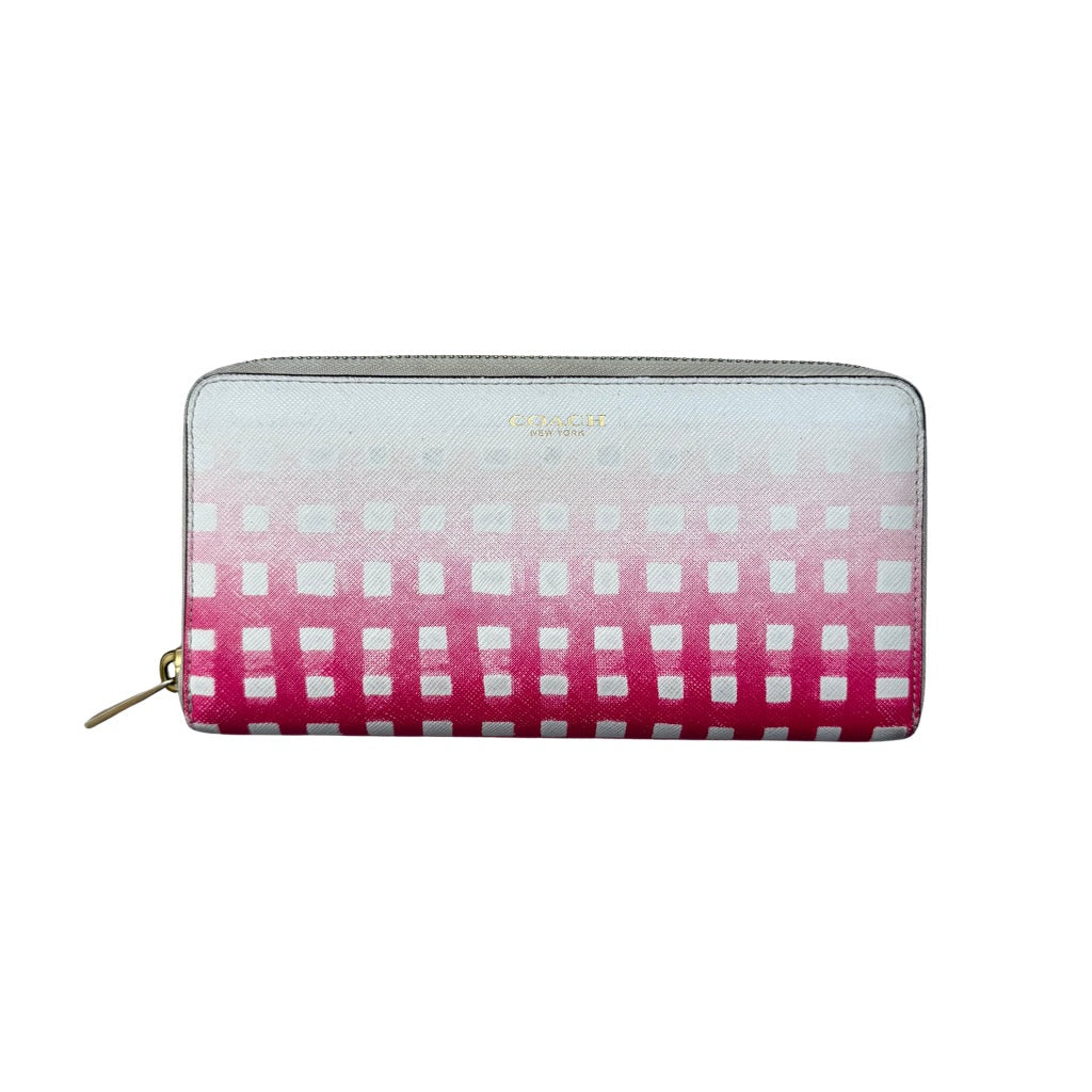Coach Accordion Zip Wallet Gradient Dot Print Pink/White